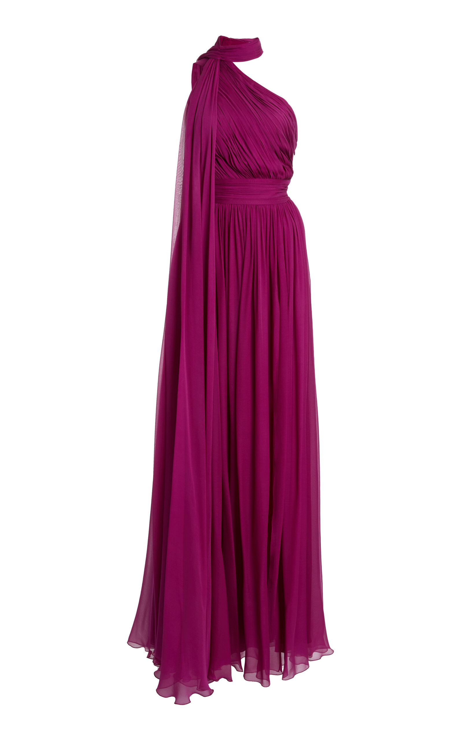 Scarf-Detailed Silk Chiffon Maxi Dress