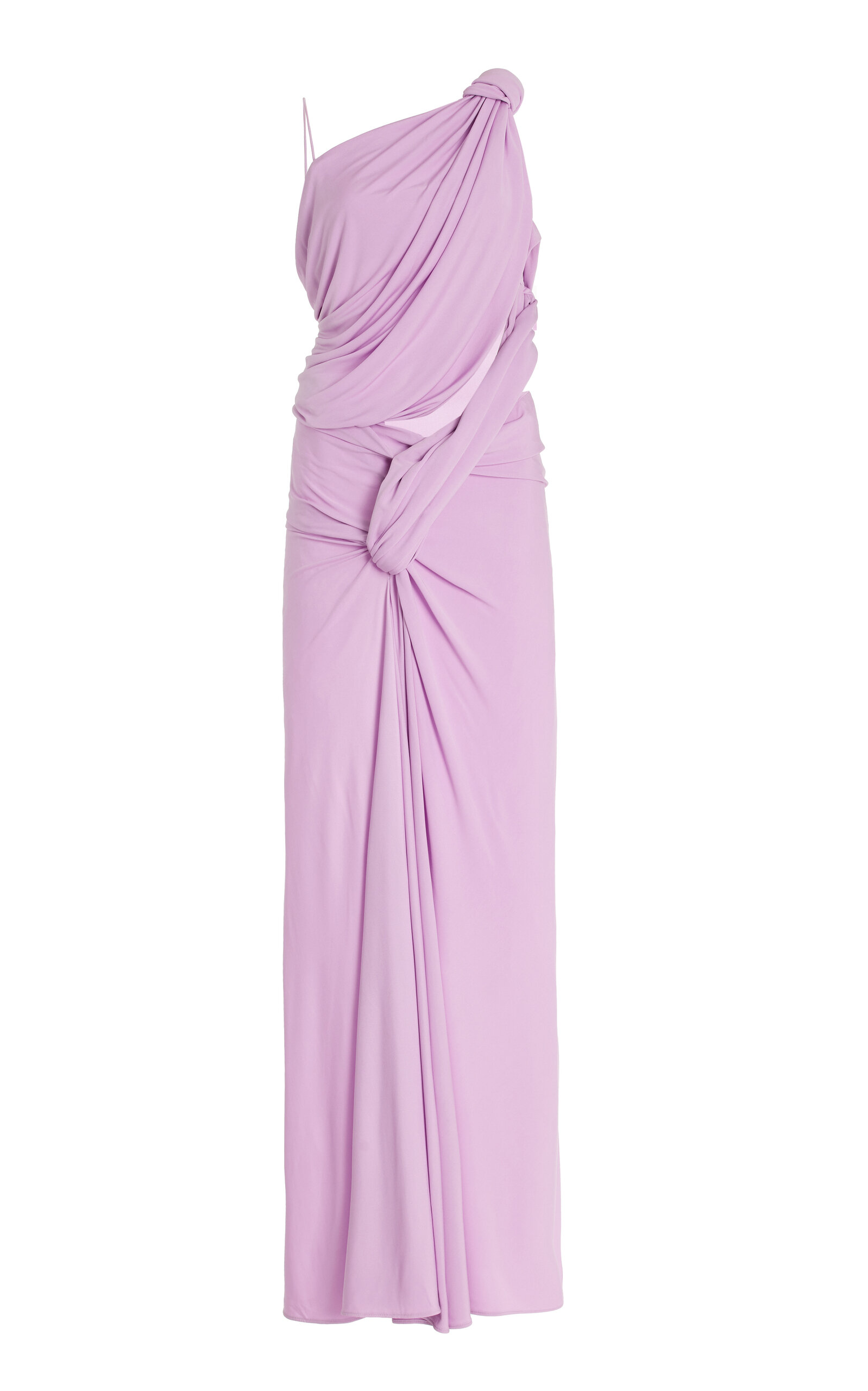 Christopher Esber Lever Gathered Jersey Maxi Dress In Pink