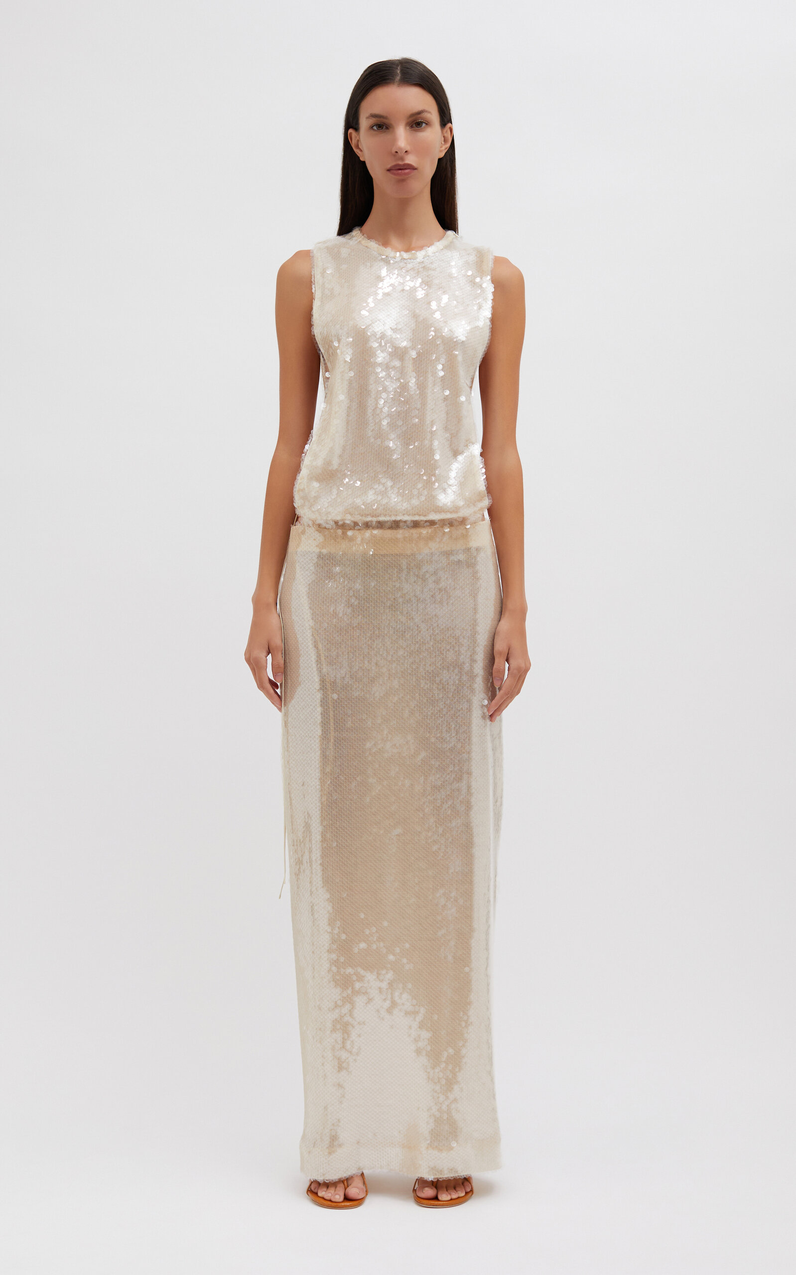 Christopher Esber Lucent Sequined Maxi Dress In Ivory