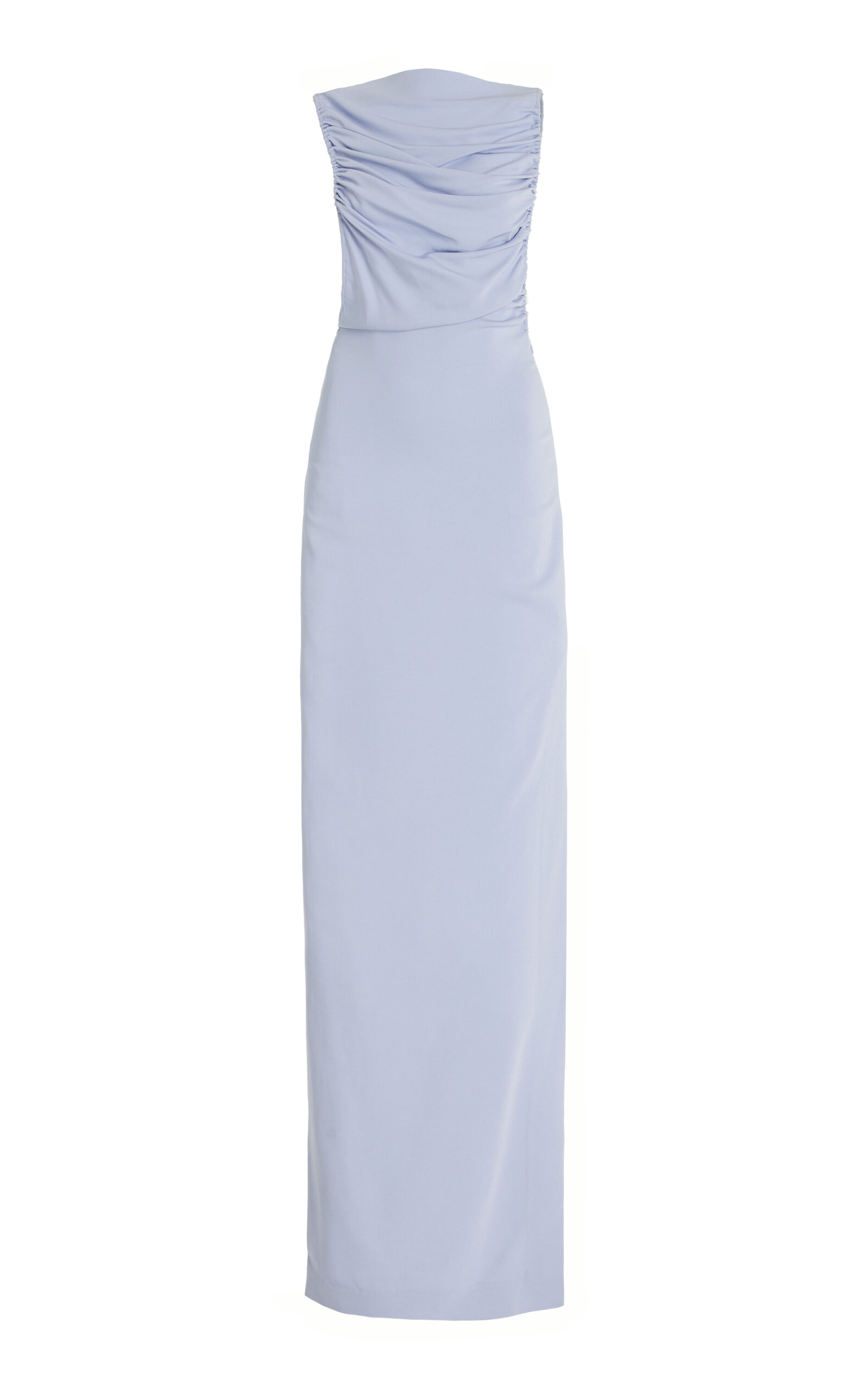 Shop Christopher Esber Seren Ruched Column Gown In Light Blue