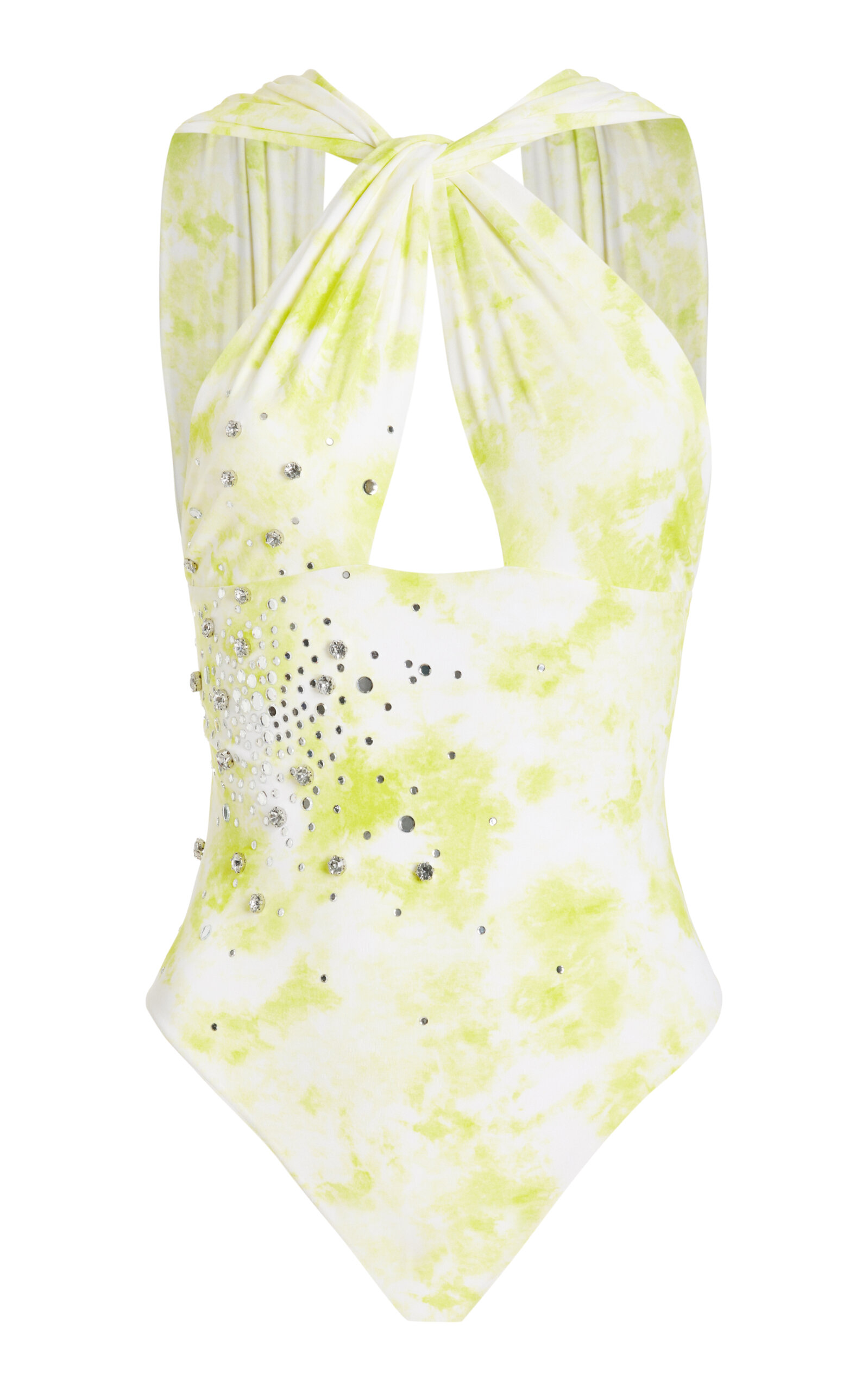 Shop Des_phemmes Exclusive Crystal-embellished Tie-dyed One-piece Swimsuit In Yellow