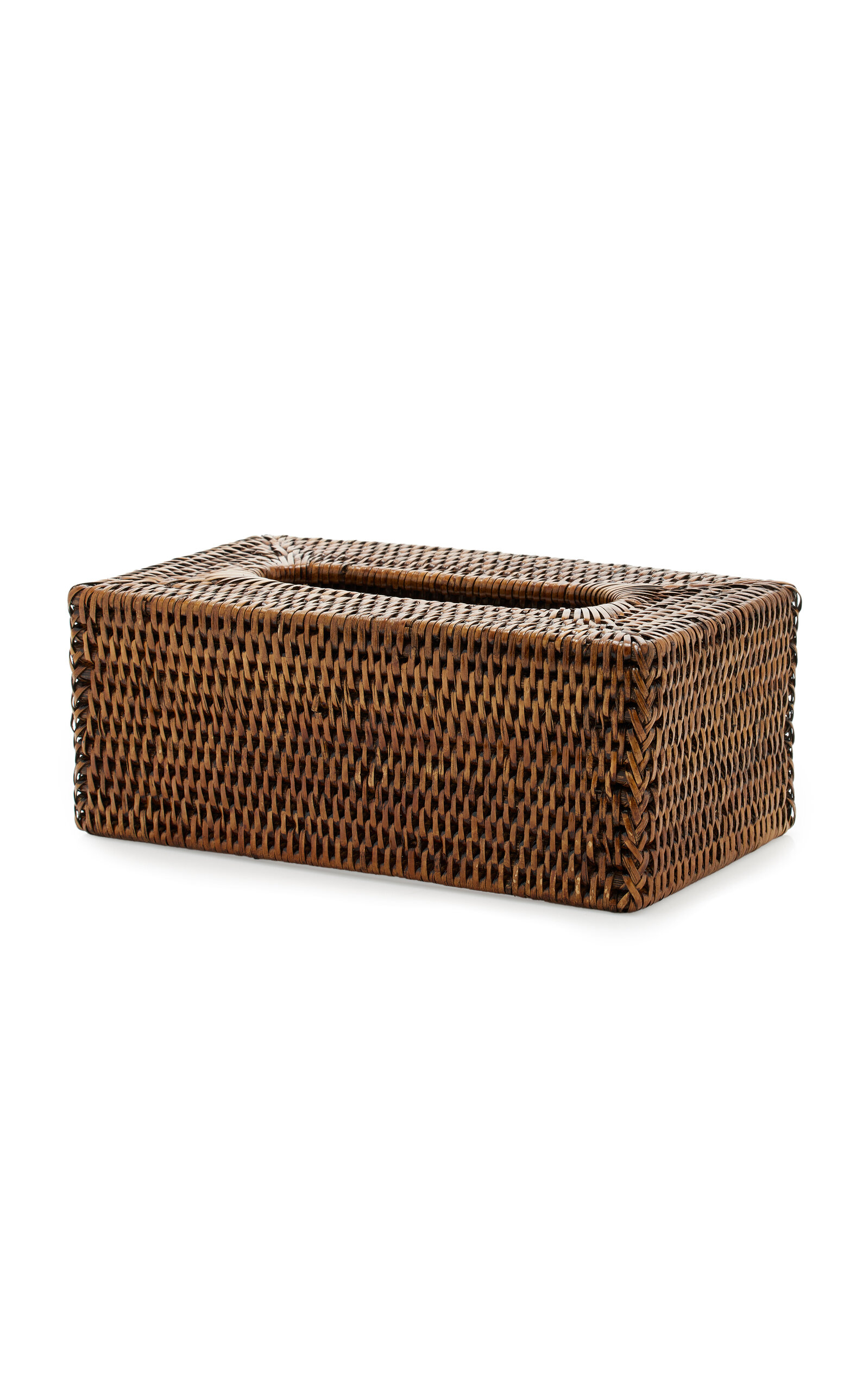 Shop Moda Domus Rattan Tissue Box In Brown