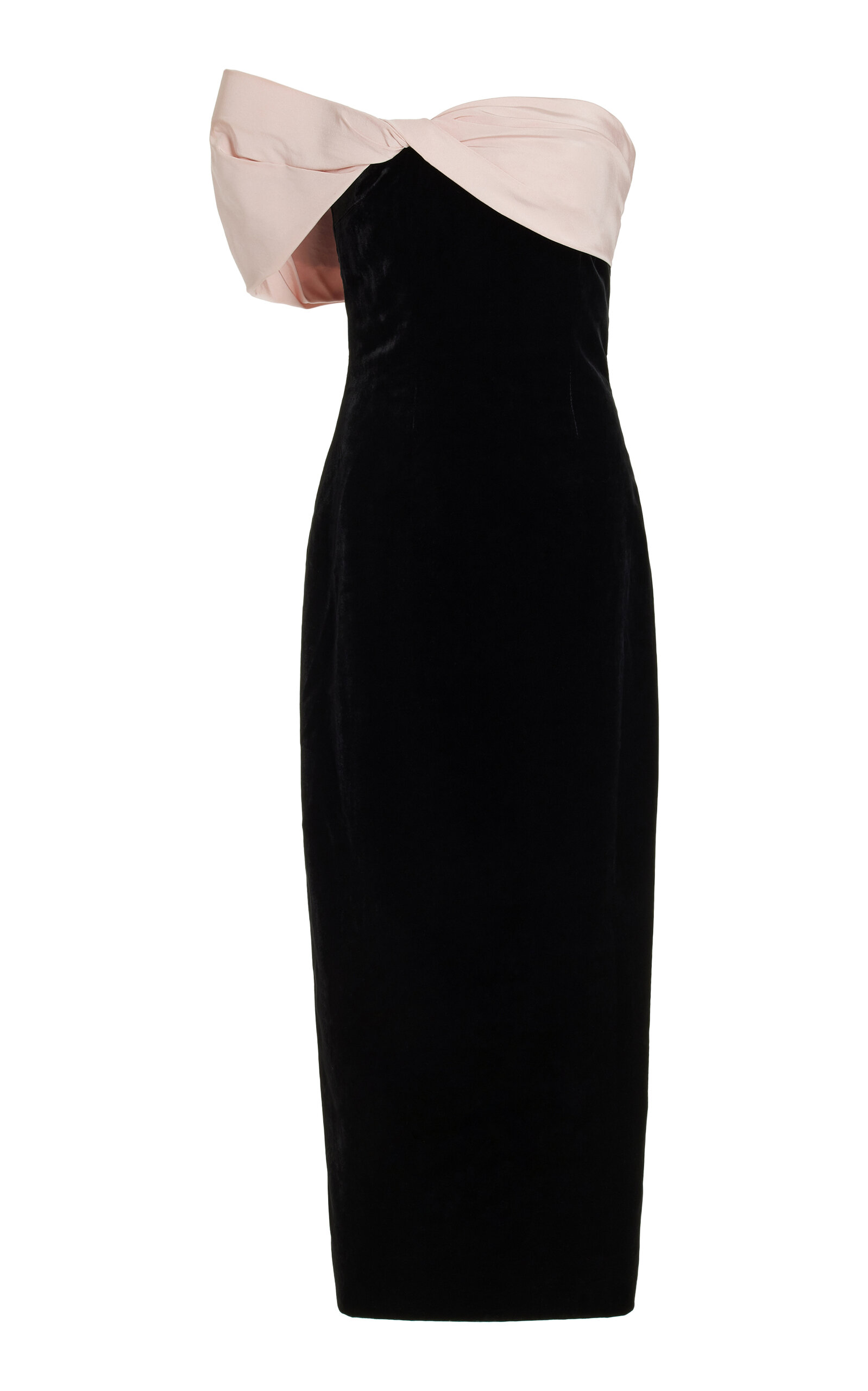 Shop Monique Lhuillier Twisted Off-the-shoulder Velvet Maxi Dress In Black