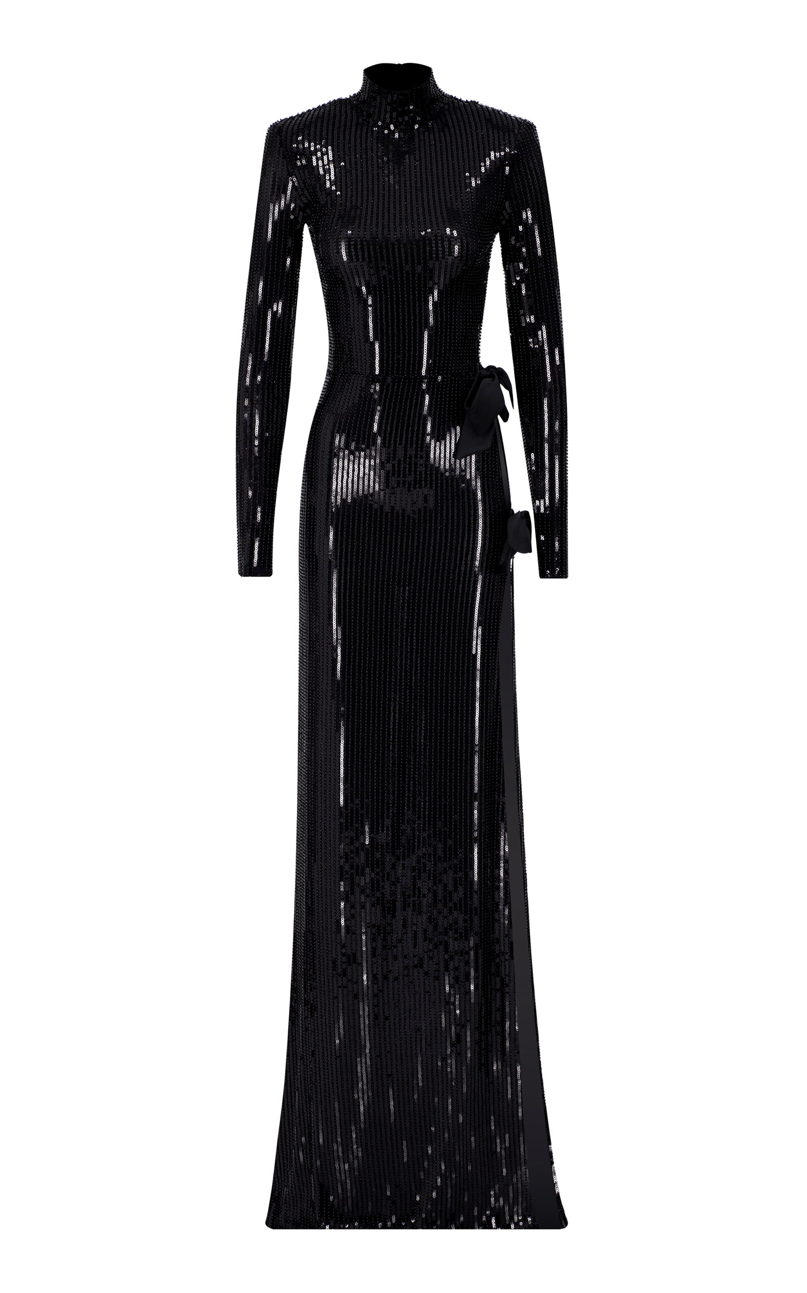 The New Arrivals Ilkyaz Ozel Pandora Bow-detailed Cutout Sequin Dress In Black
