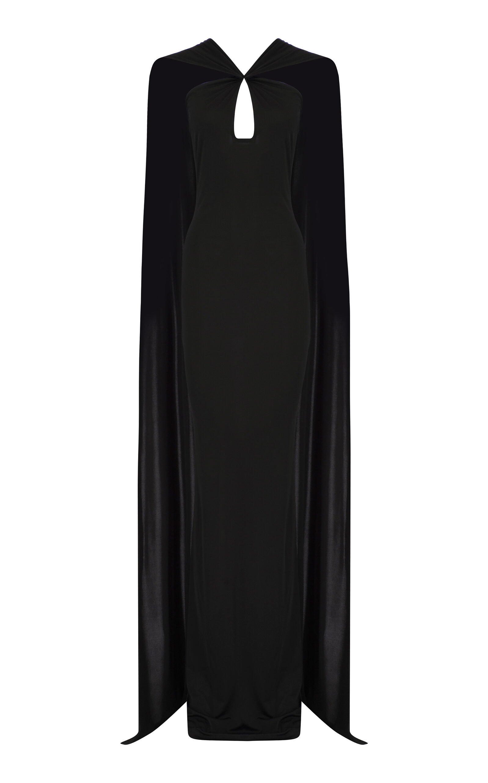 The New Arrivals Ilkyaz Ozel Maia Train-detailed Satin Maxi Dress In Black