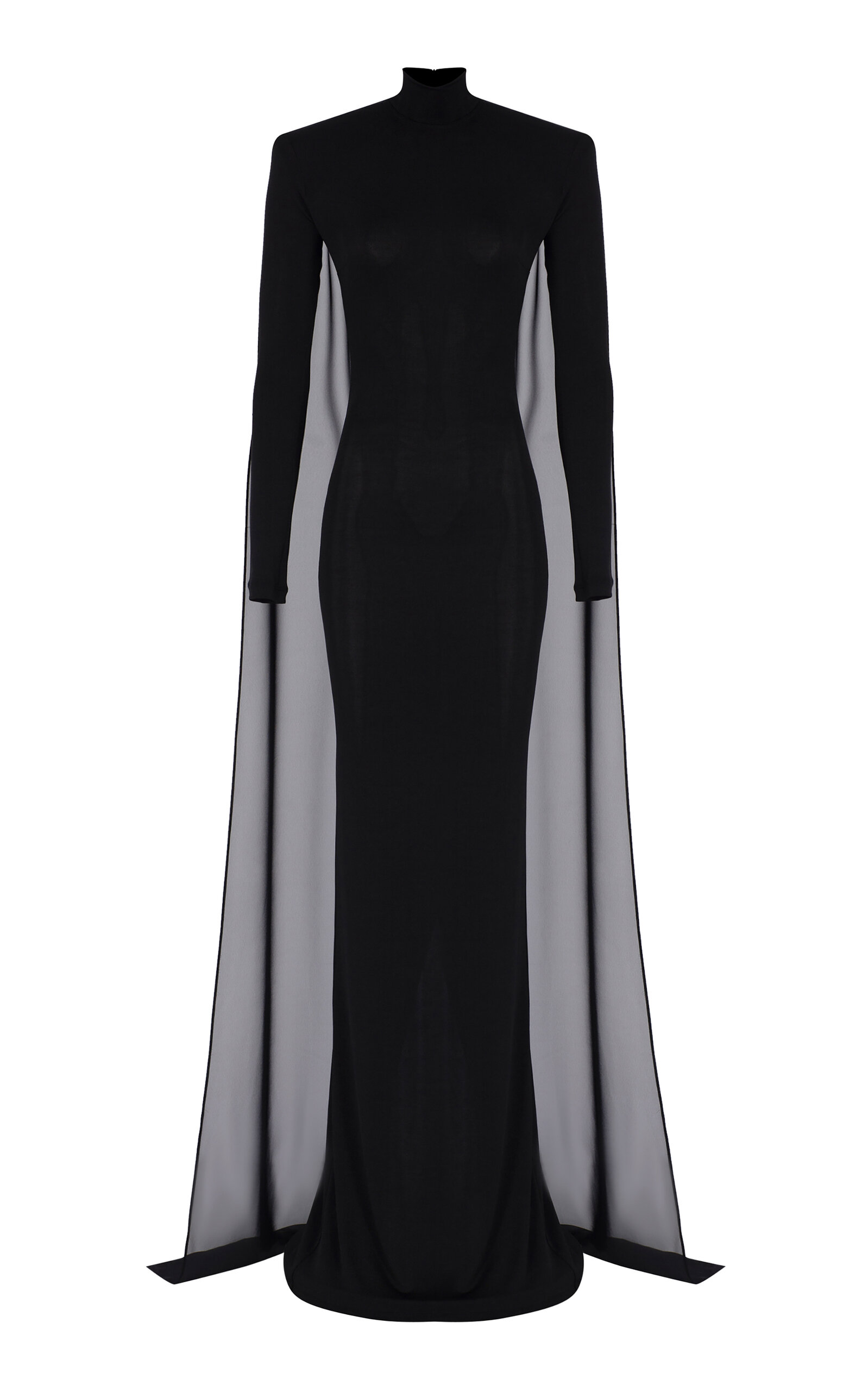 THE NEW ARRIVALS ILKYAZ OZEL XANTHE TRAIN-DETAILED MAXI CAPE DRESS