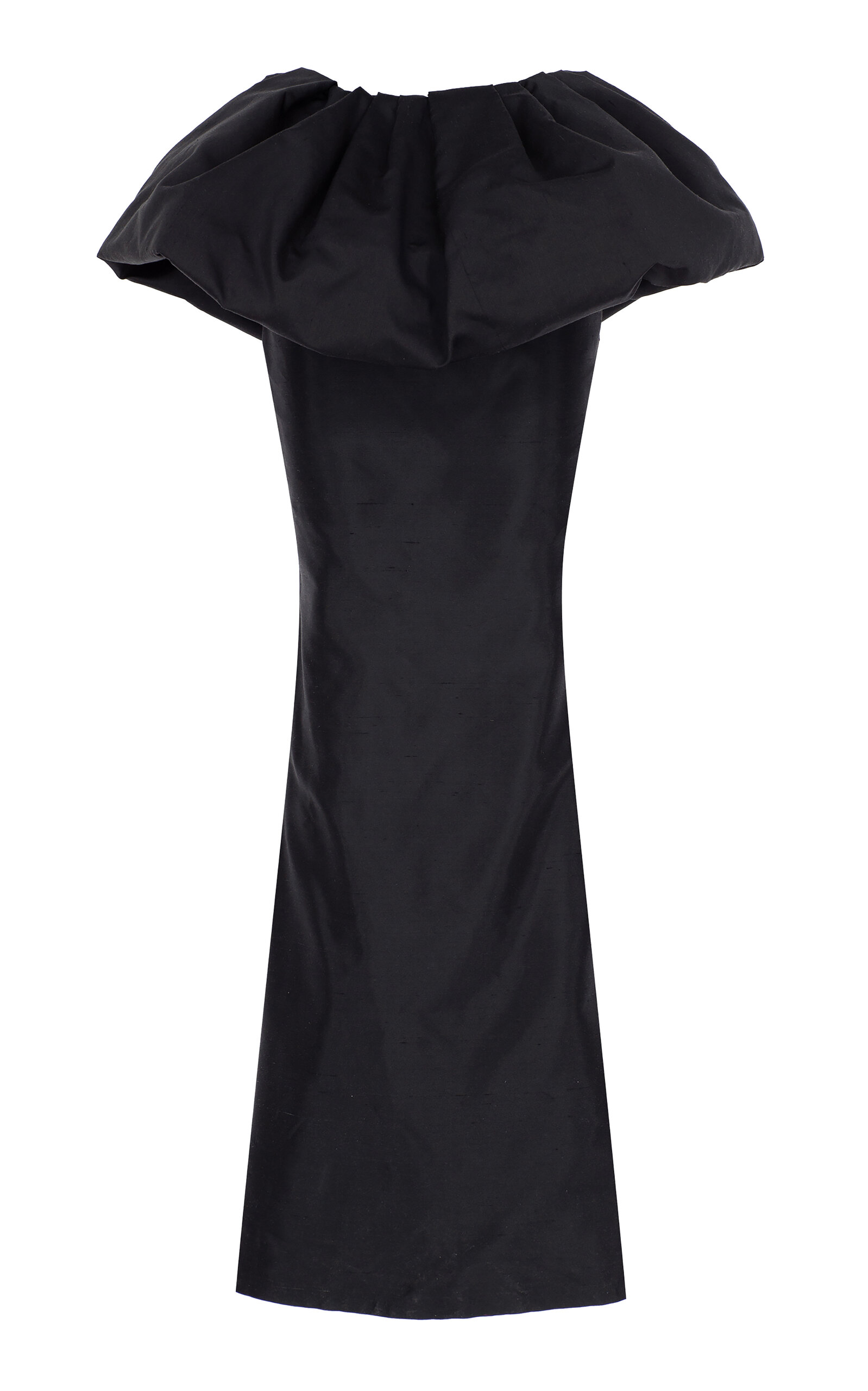 The New Arrivals Ilkyaz Ozel Galina Peplum-detailed Silk Maxi Skirt In Black