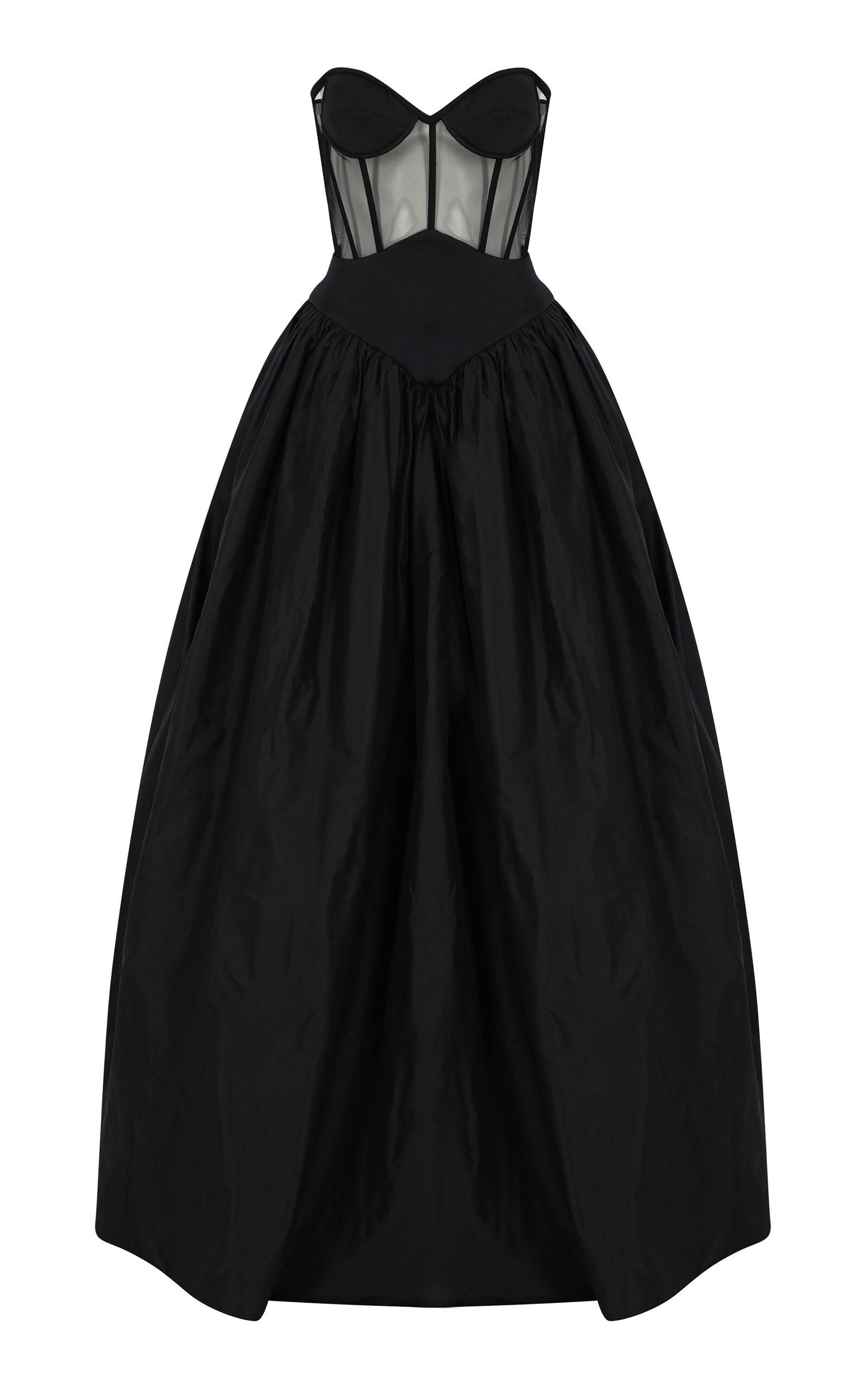 The New Arrivals Ilkyaz Ozel Astrea Sheer-paneled Silk Ball Gown In Black