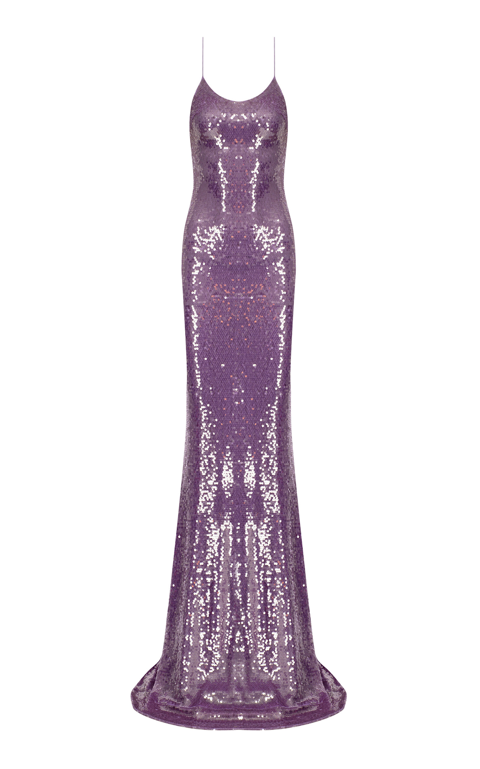 The New Arrivals Ilkyaz Ozel Gwyneth Sequined Maxi Slip Dress In Purple