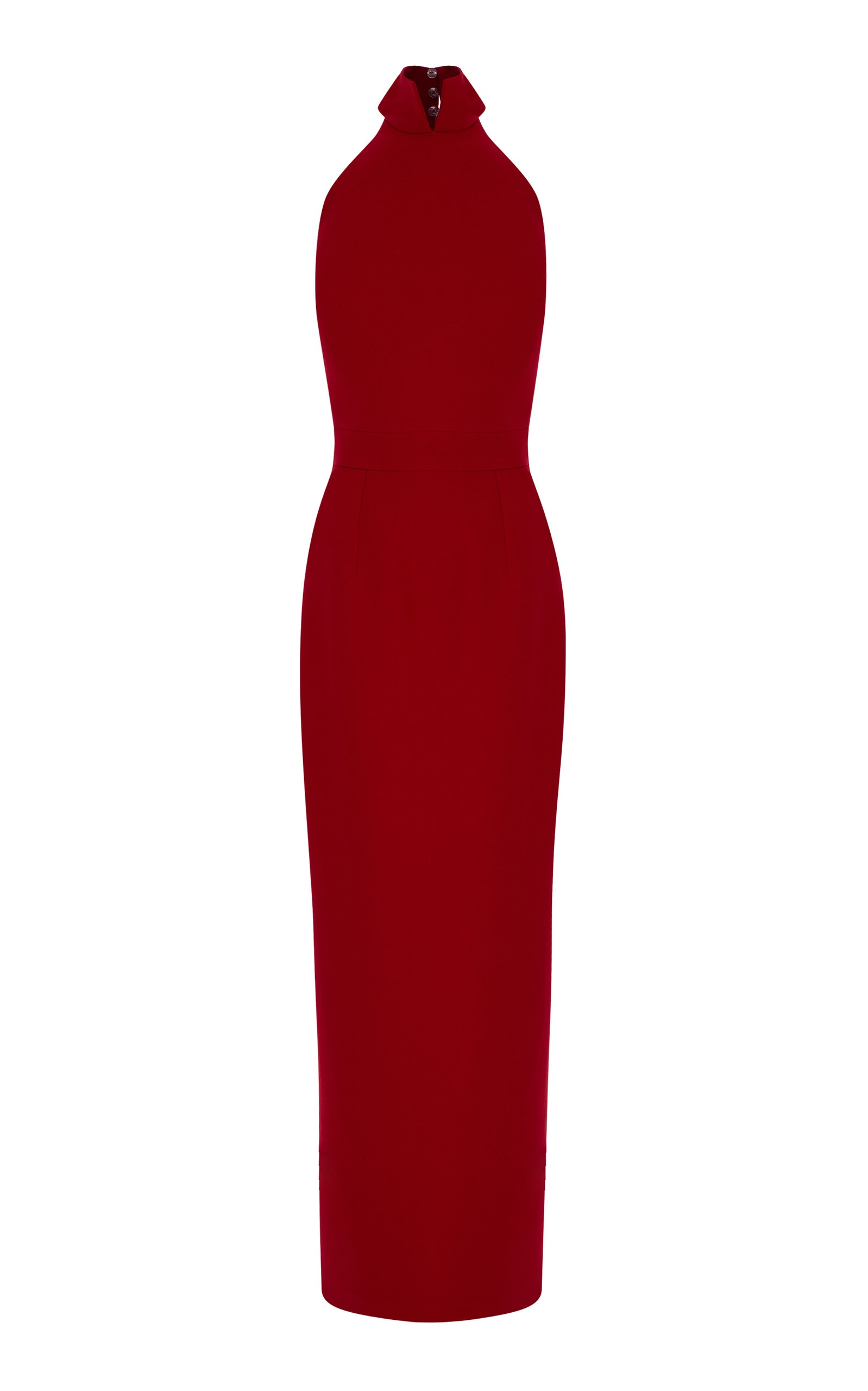 The New Arrivals Ilkyaz Ozel Hemingway High Neck Maxi Column Dress In Red