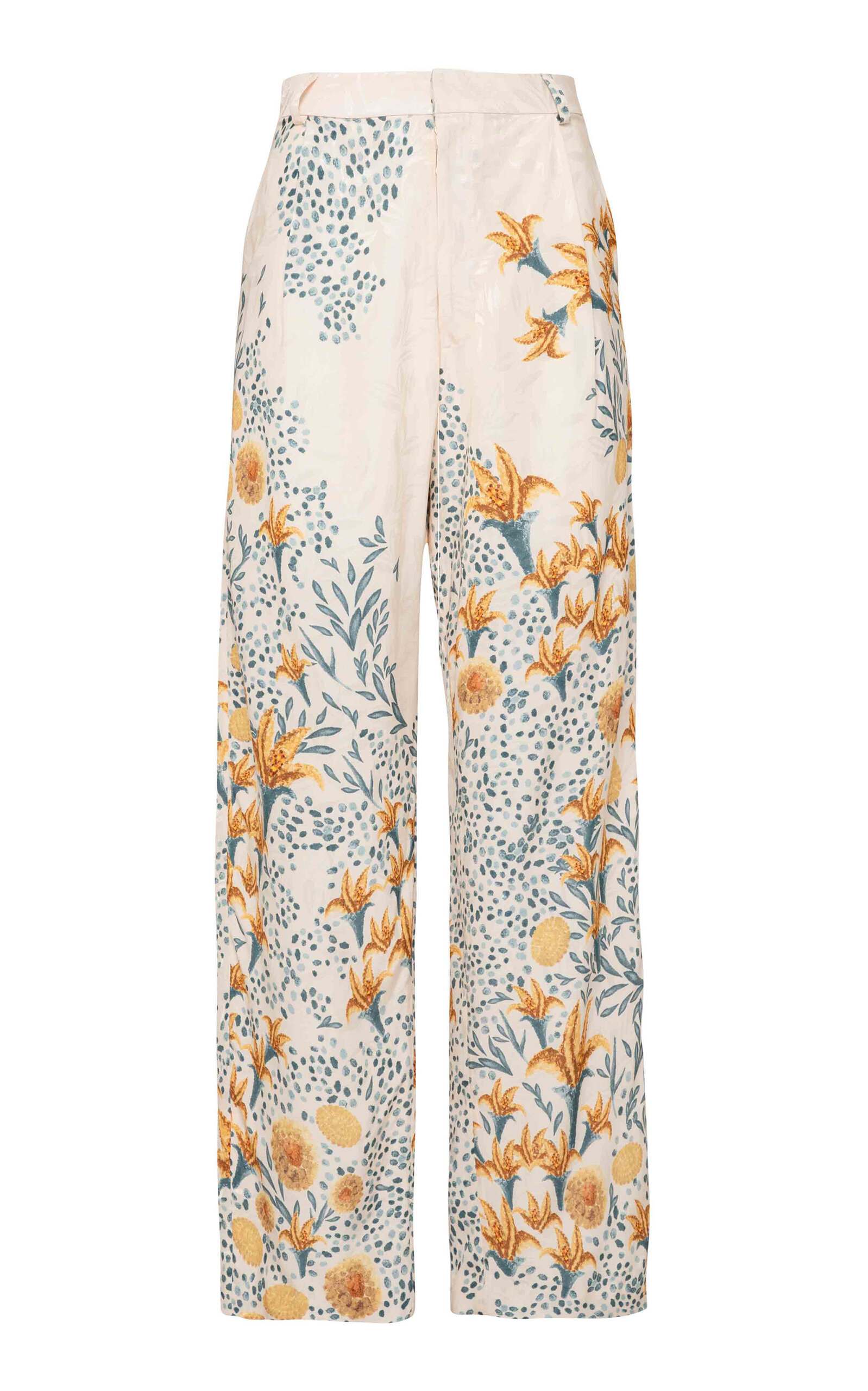 Shop Agua By Agua Bendita Florecer Capullo High-rise Straight-leg Jacquard Pants In Green