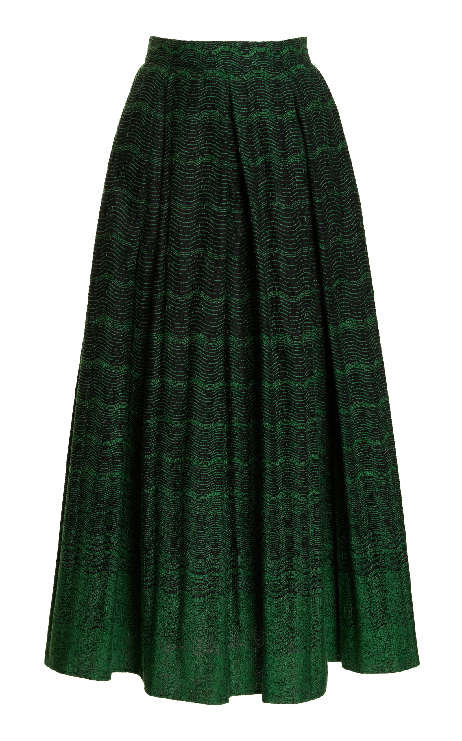 Elie Saab Two-tone Pleated A-line Maxi Skirt In Green