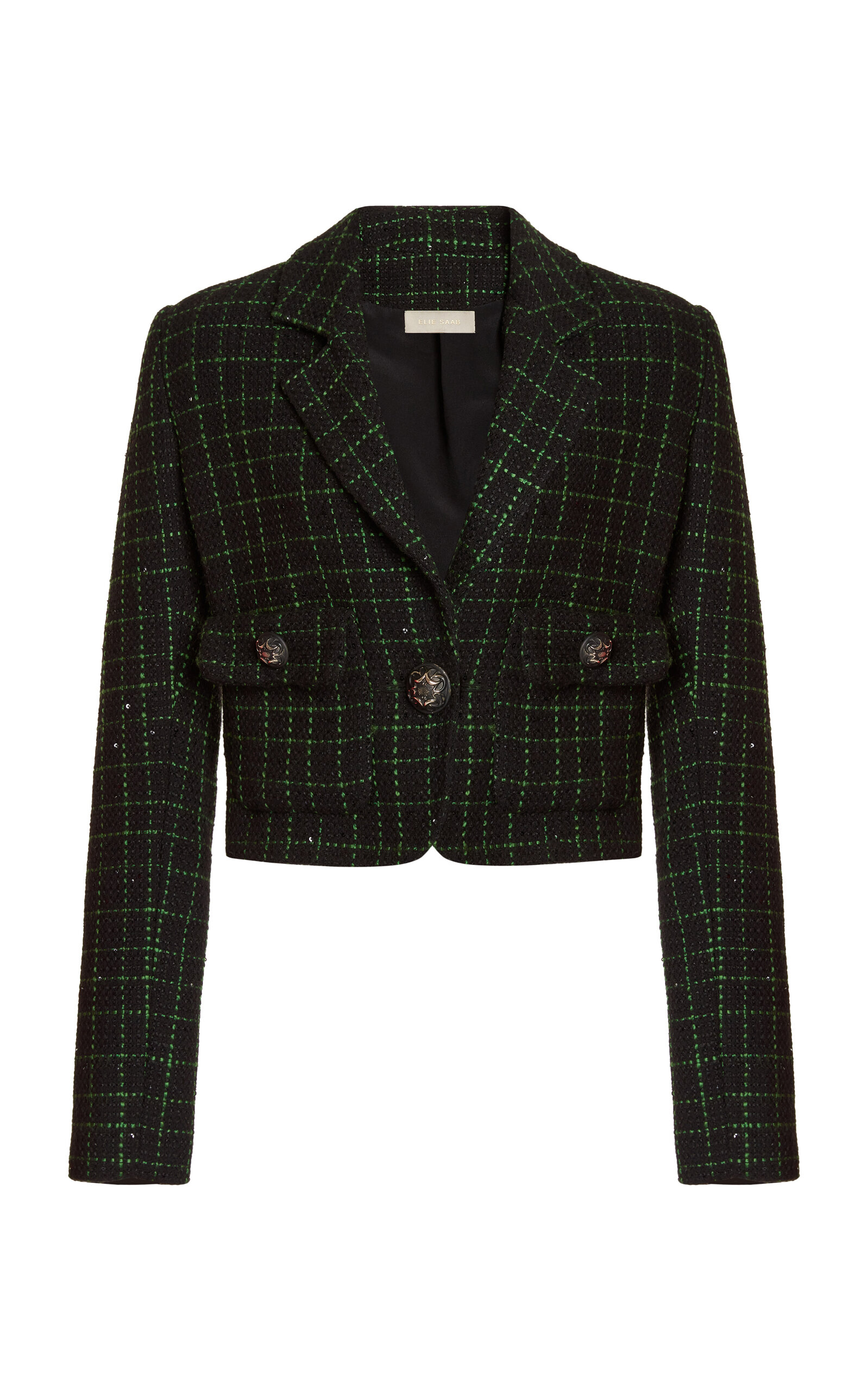 Elie Saab Houndstooth Blazer In Black