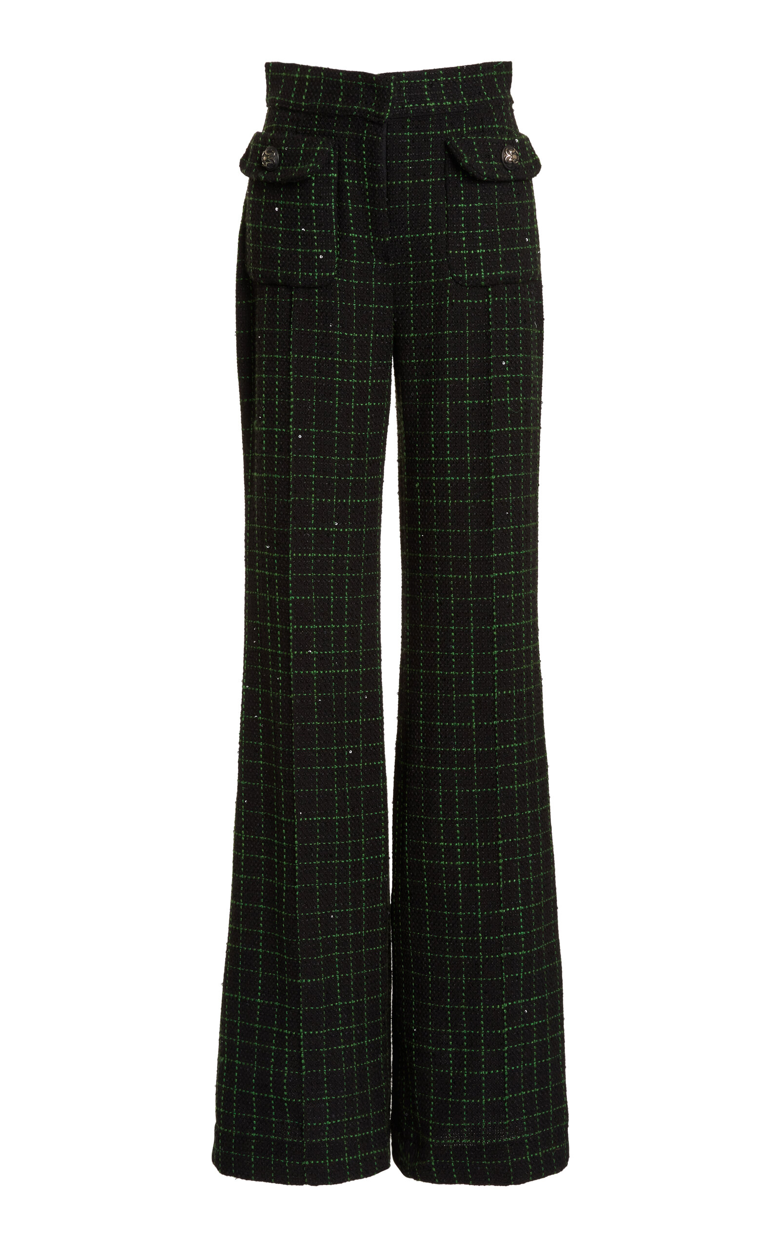 Elie Saab High-waisted Houndstooth Wide Leg Pants In Black