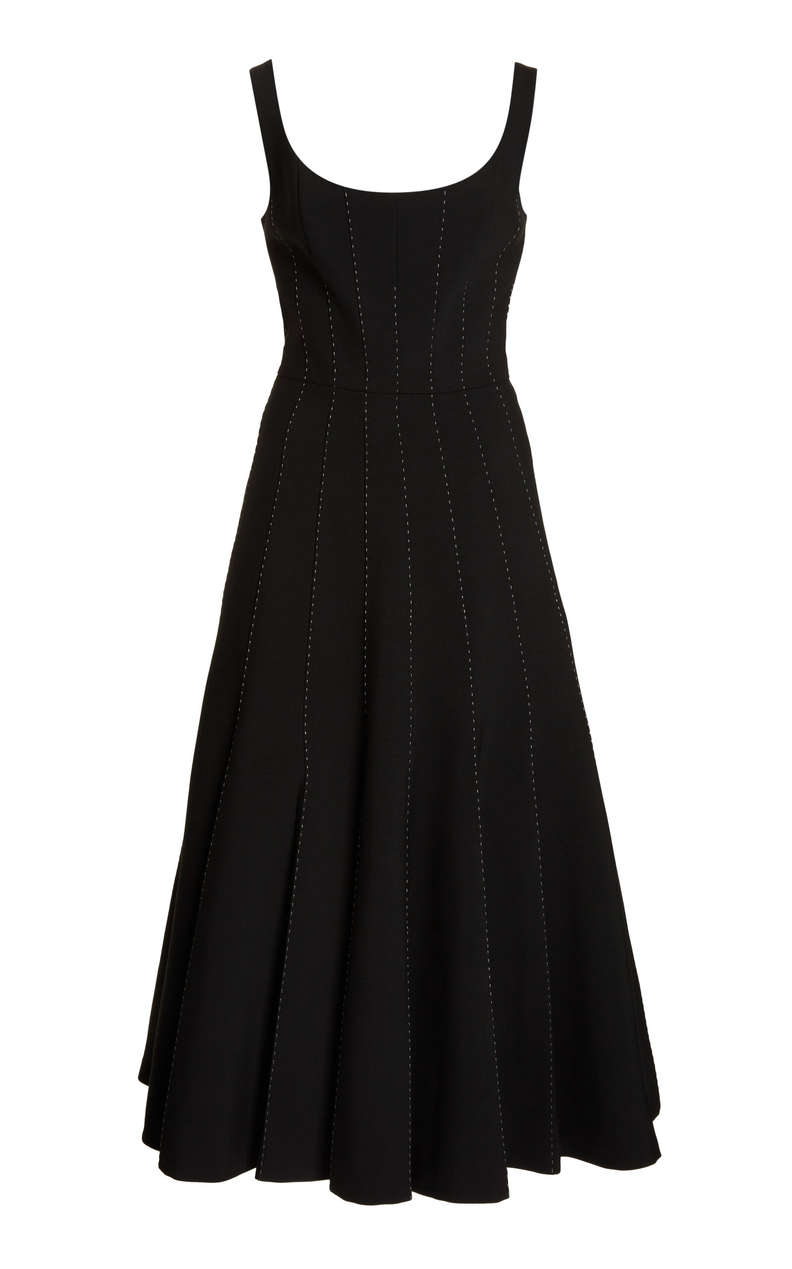 Elie Saab Pinstripe A-line Midi Dress In Black