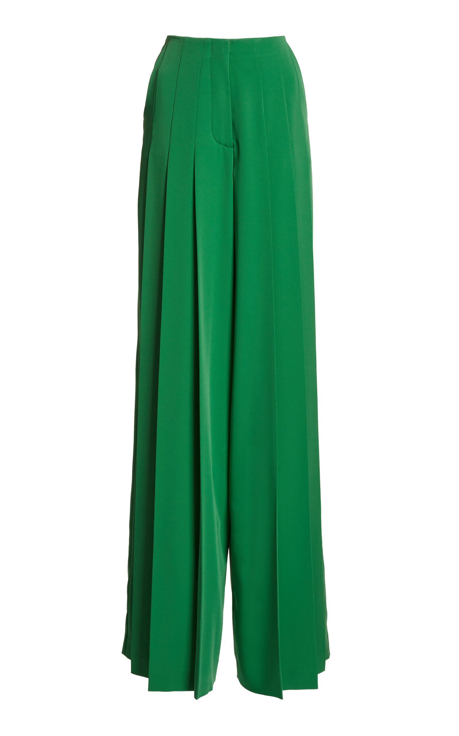 Elie Saab High-waisted Pleated Wide Leg Pants In Green