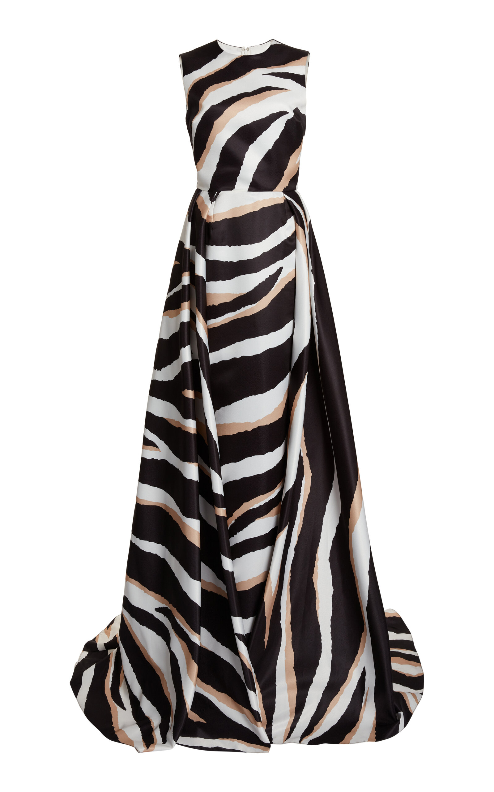 Elie Saab Zebra Print A-line Maxi Dress In Black,white