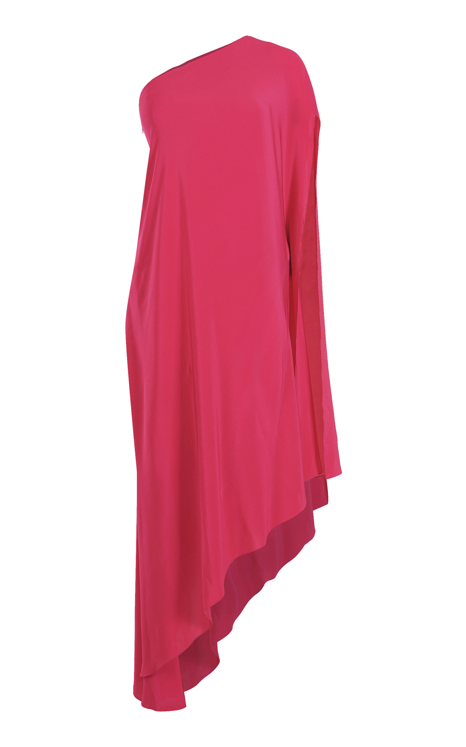 Gaurav Gupta Silk Crepe One-shoulder Asymmetrical Midi Dress In Pink