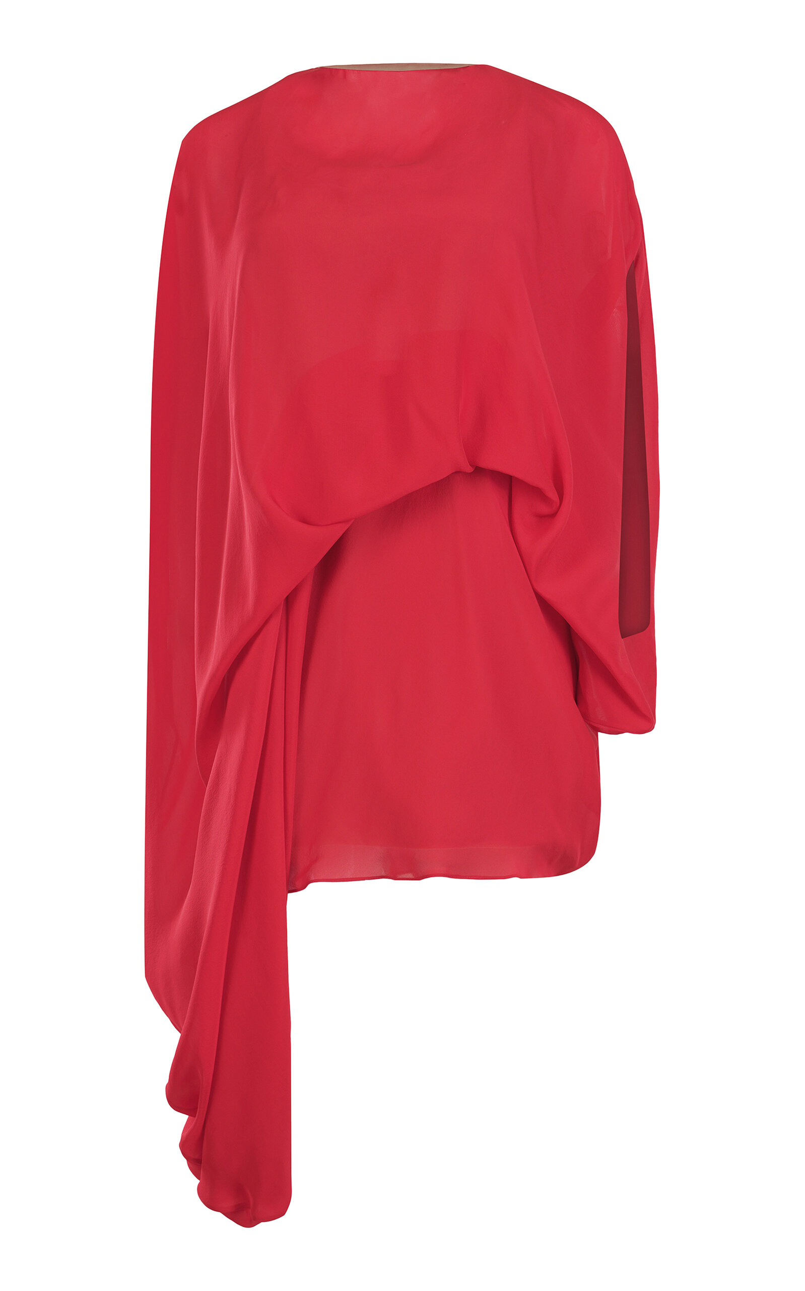 Gaurav Gupta Silk Chiffon Asymmetrical Wind Mini Dress In Red