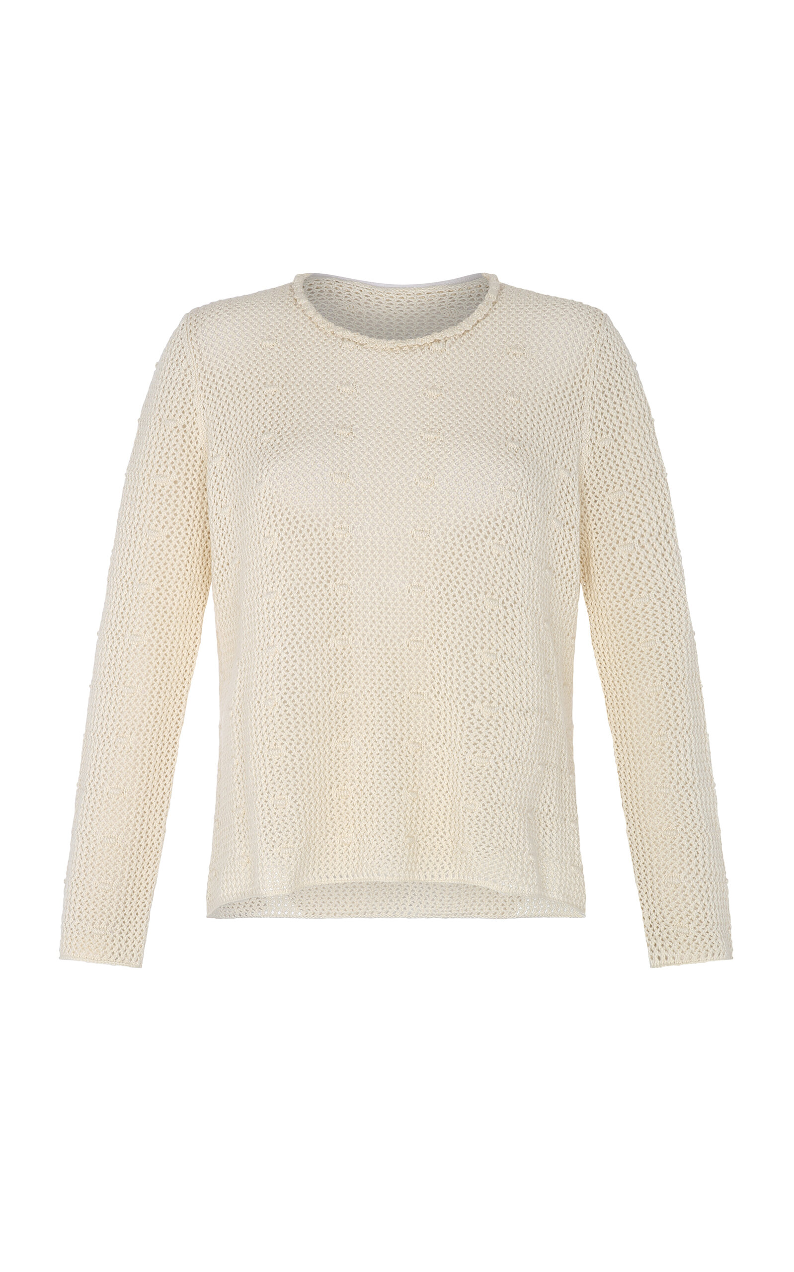 Escvdo Litoral Crocheted Cotton Sweater In Ivory