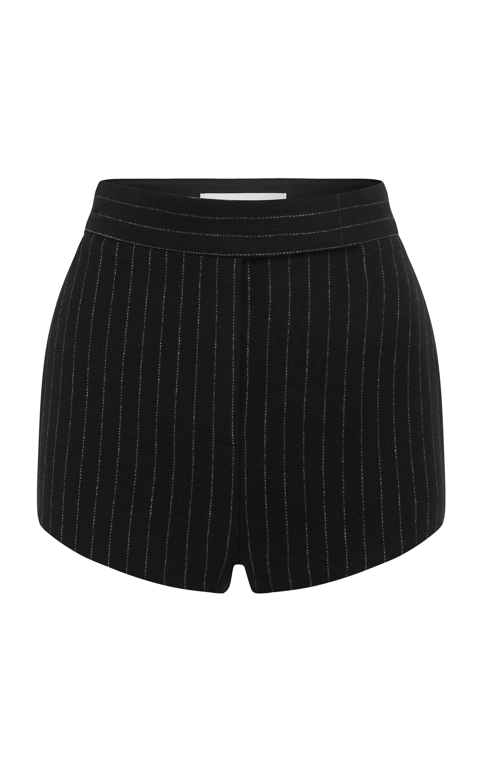 Alex Perry Pinstriped Wool Mini Shorts In Black