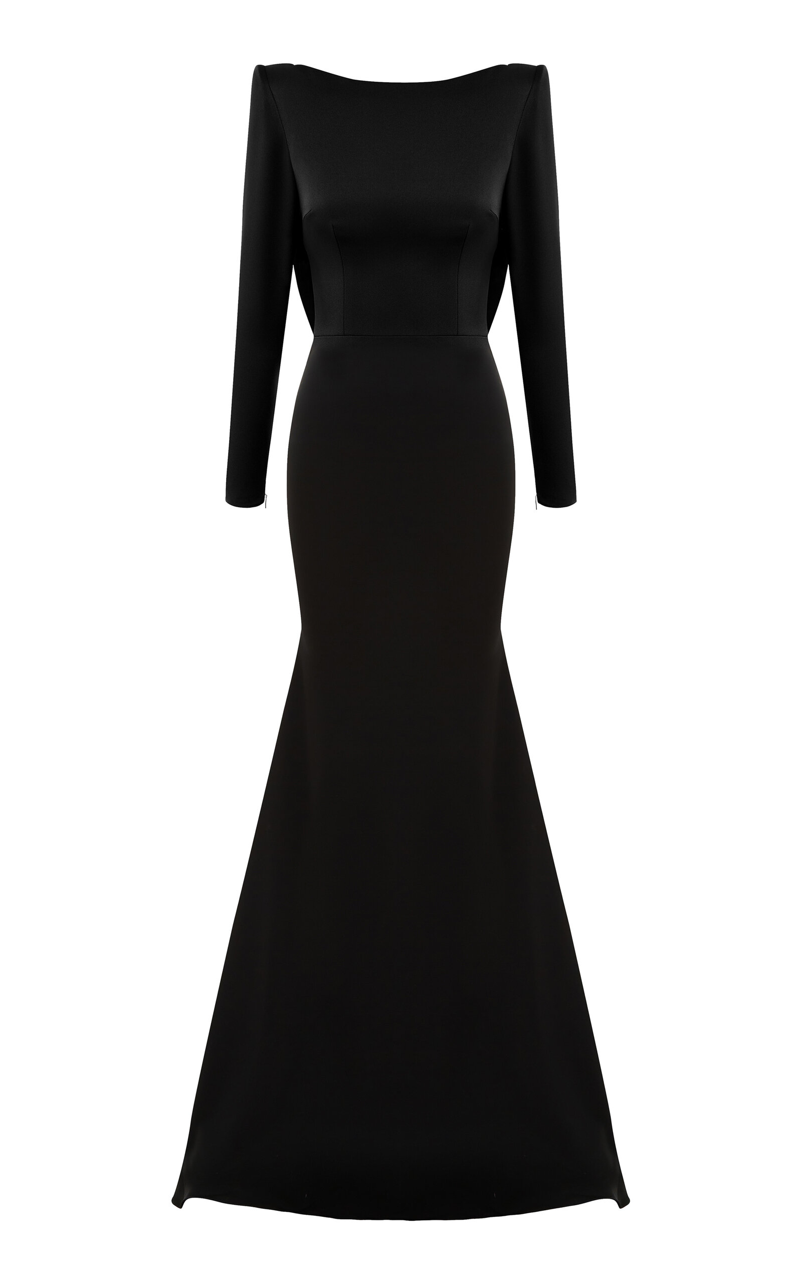 Alex Perry Draped Back Satin Crepe Gown In Black