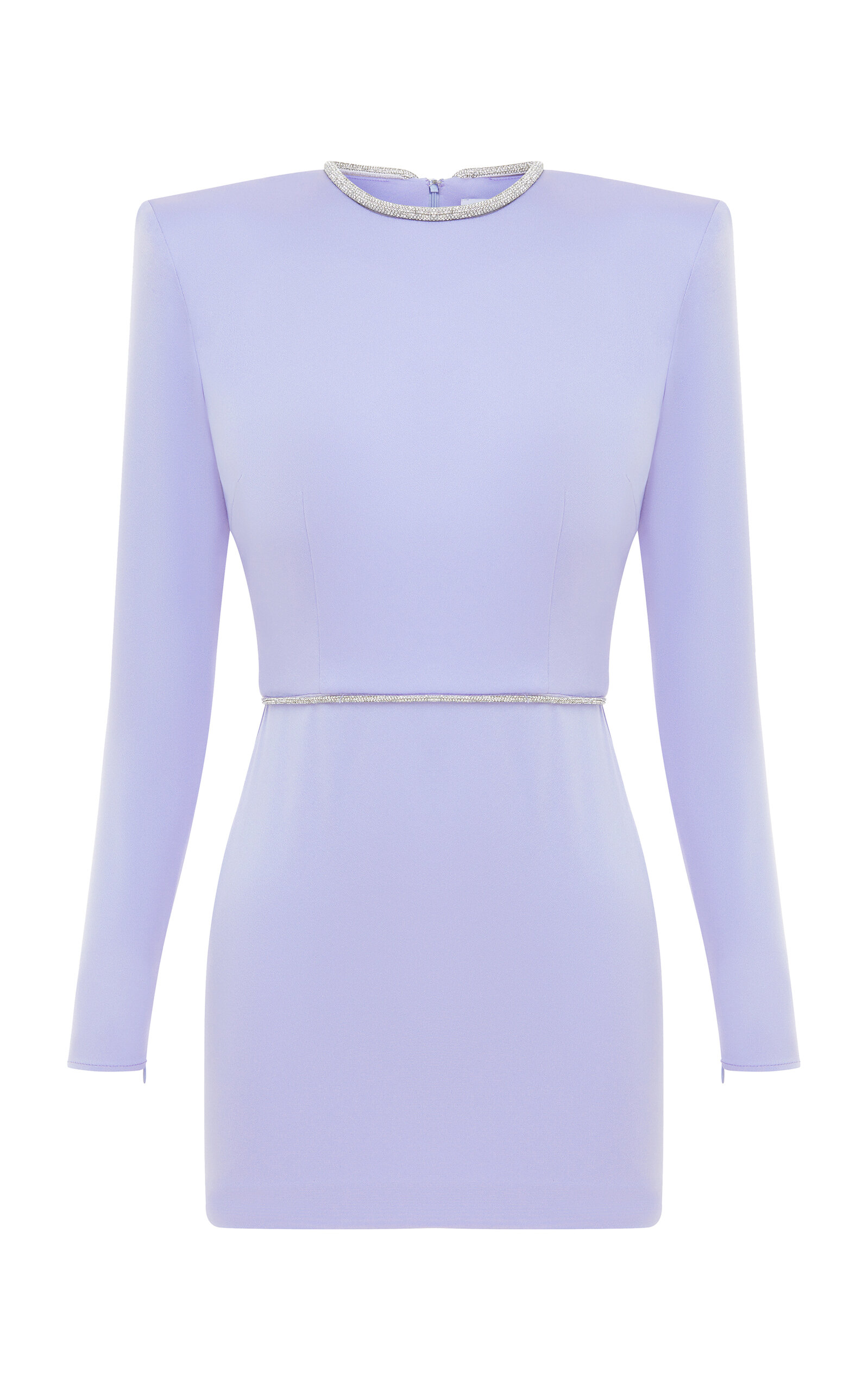 Alex Perry Crystal-trimmed Structured Satin Mini Dress In Purple