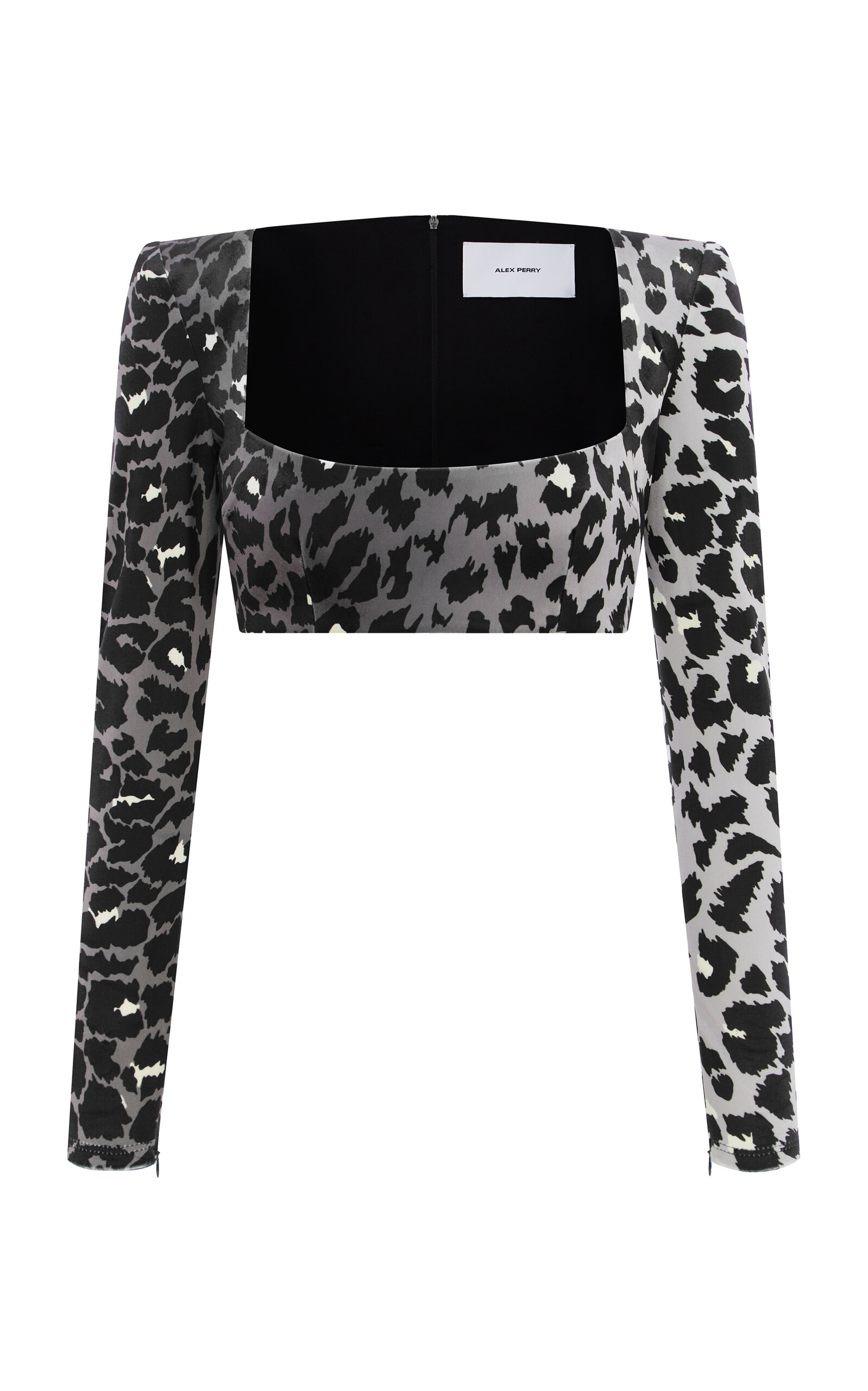 Alex Perry Leopard Printed Velvet Crop Top In Animal