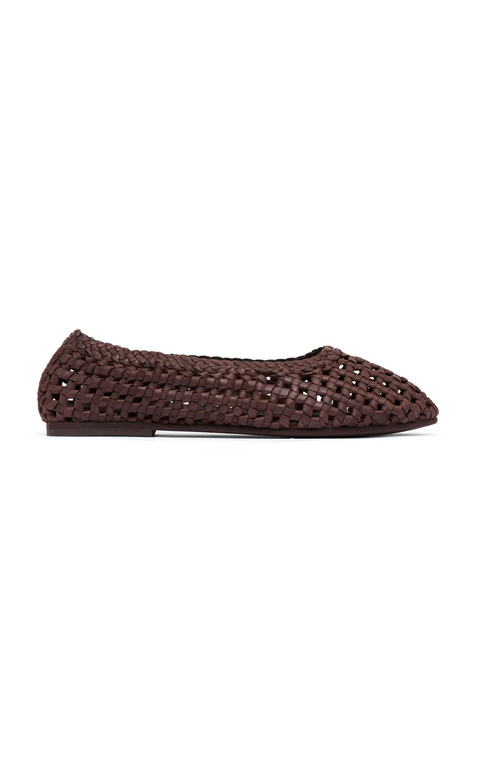 St Agni Macrame Leather Mesh Ballet Flats In Brown