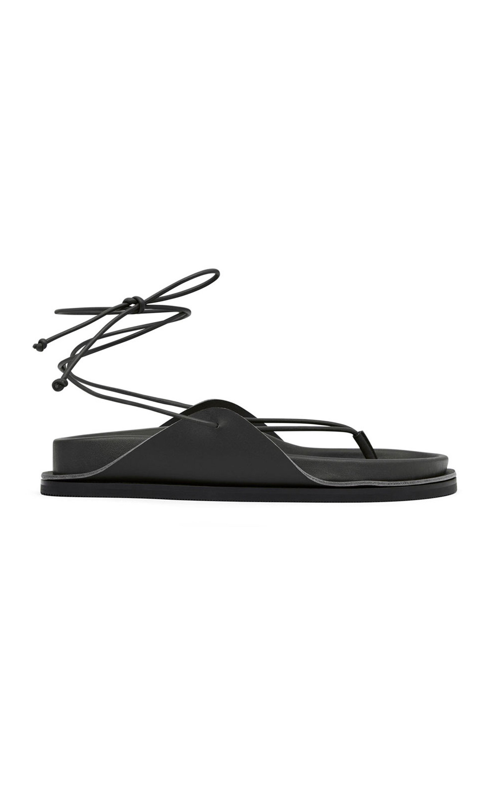 St Agni Everyday Tie-up Leather Sandals In Black