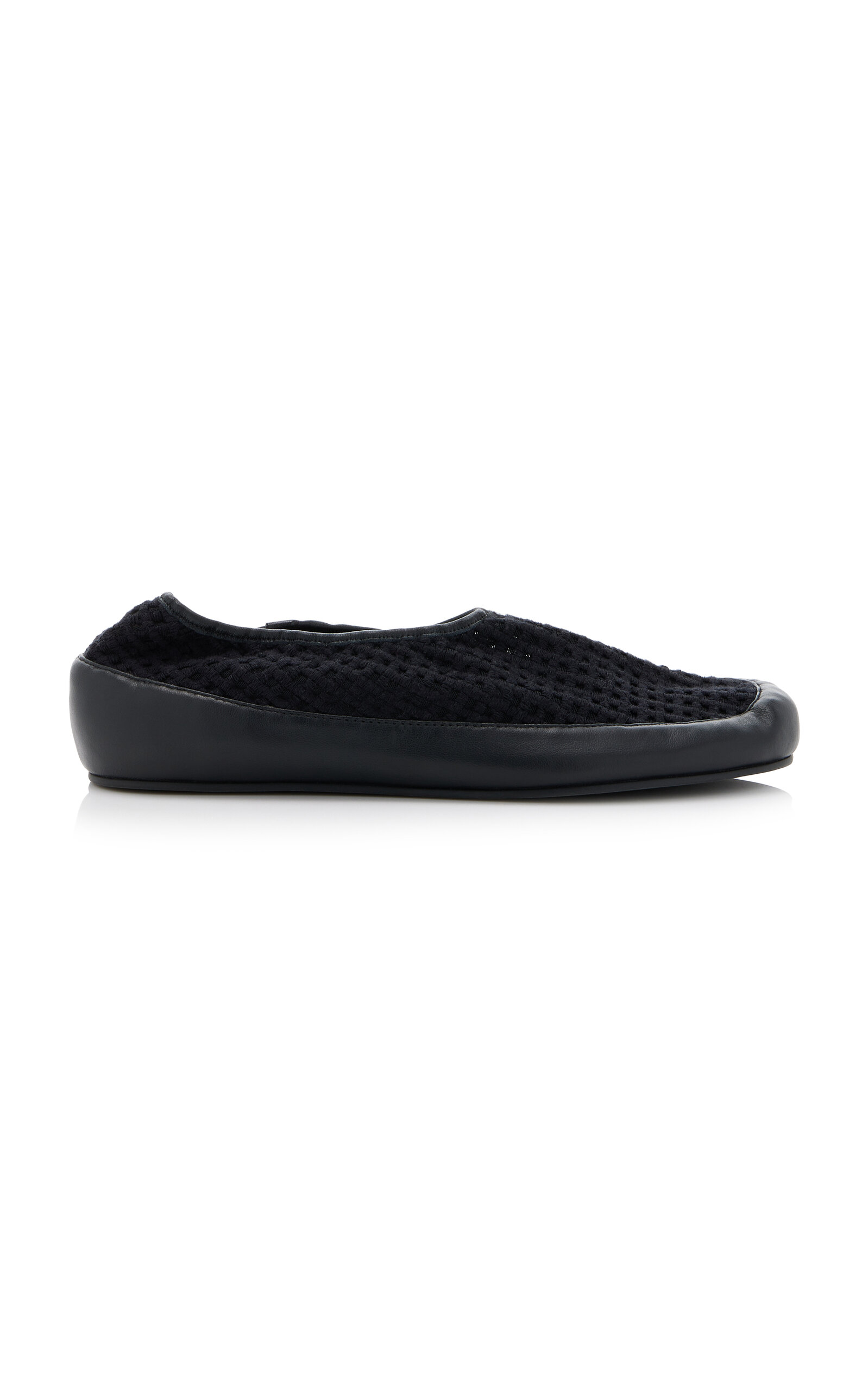St Agni Cotton Grid And Leather Flats In Black