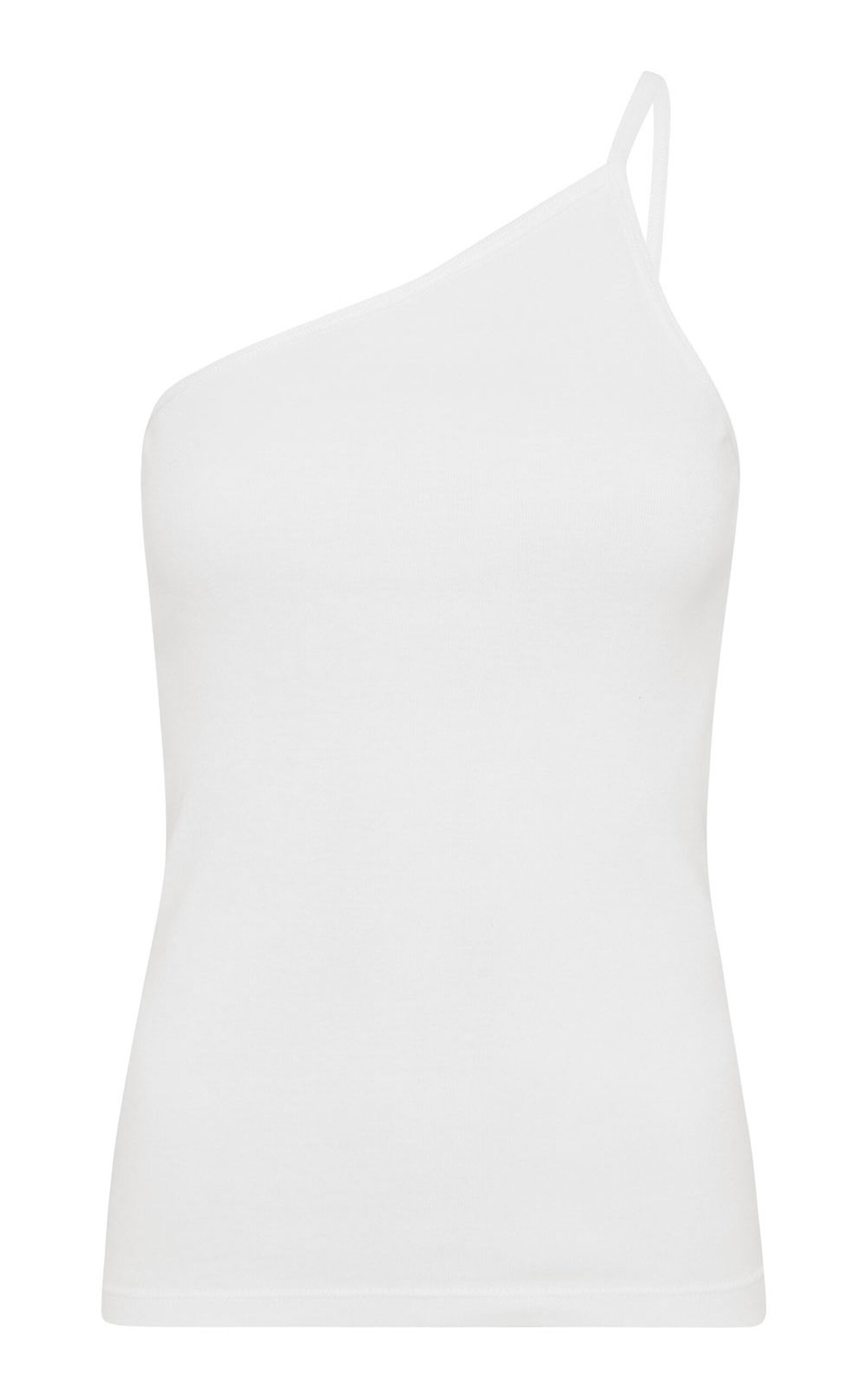 St Agni One-shoulder Organic Cotton Tank Top In White