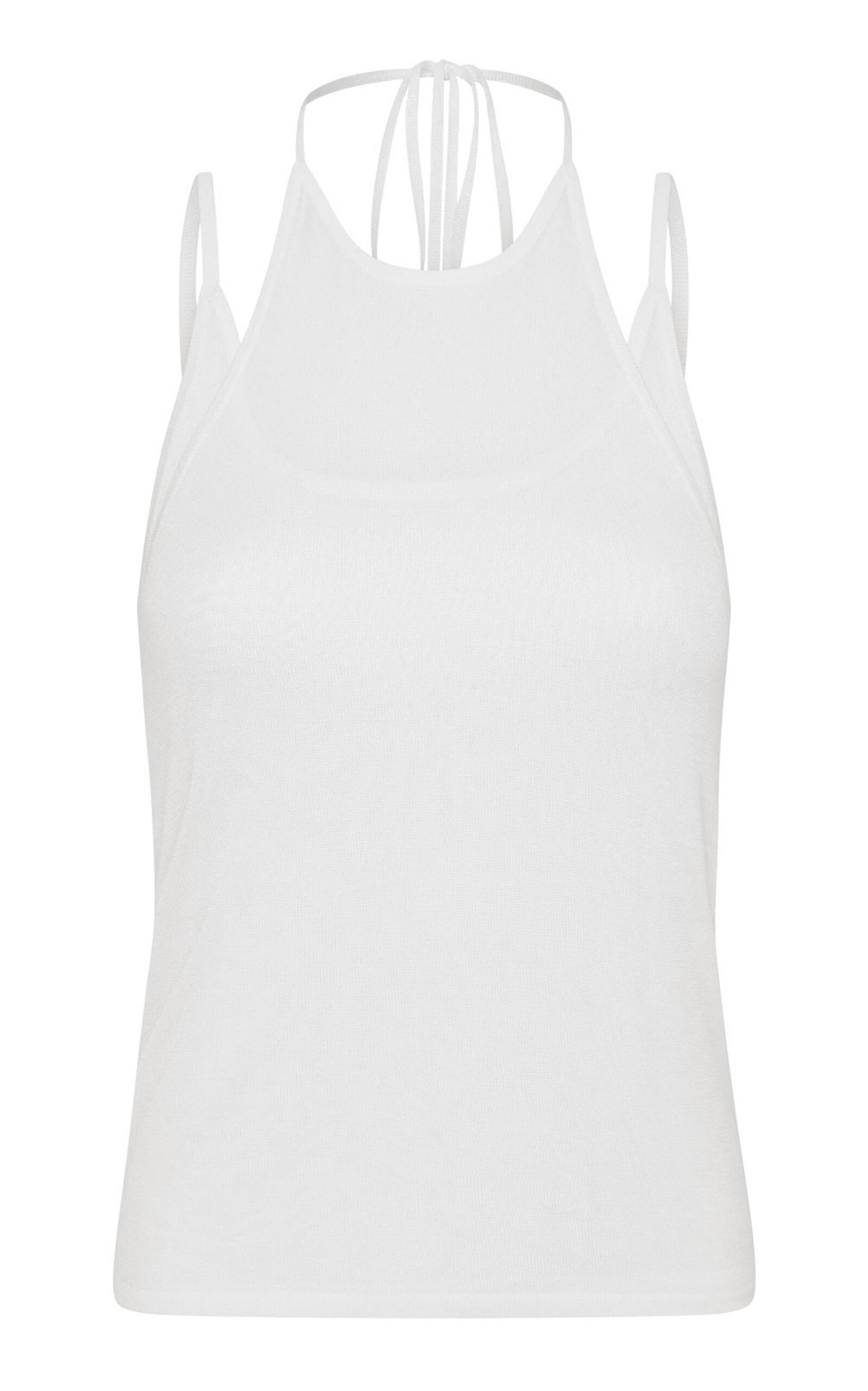 St Agni Layered Tencel Halter Tank Top In White