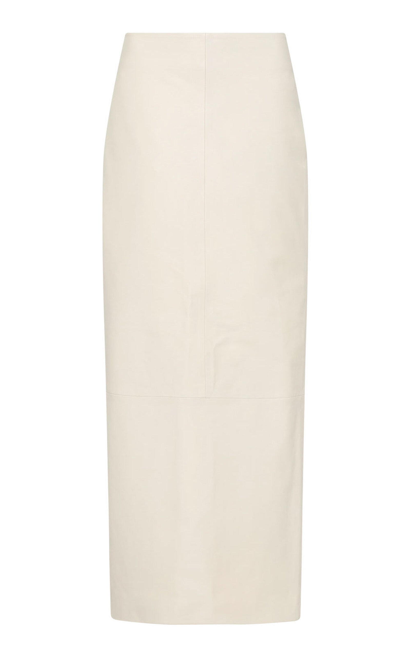 St Agni Leather Column Maxi Skirt In Off-white