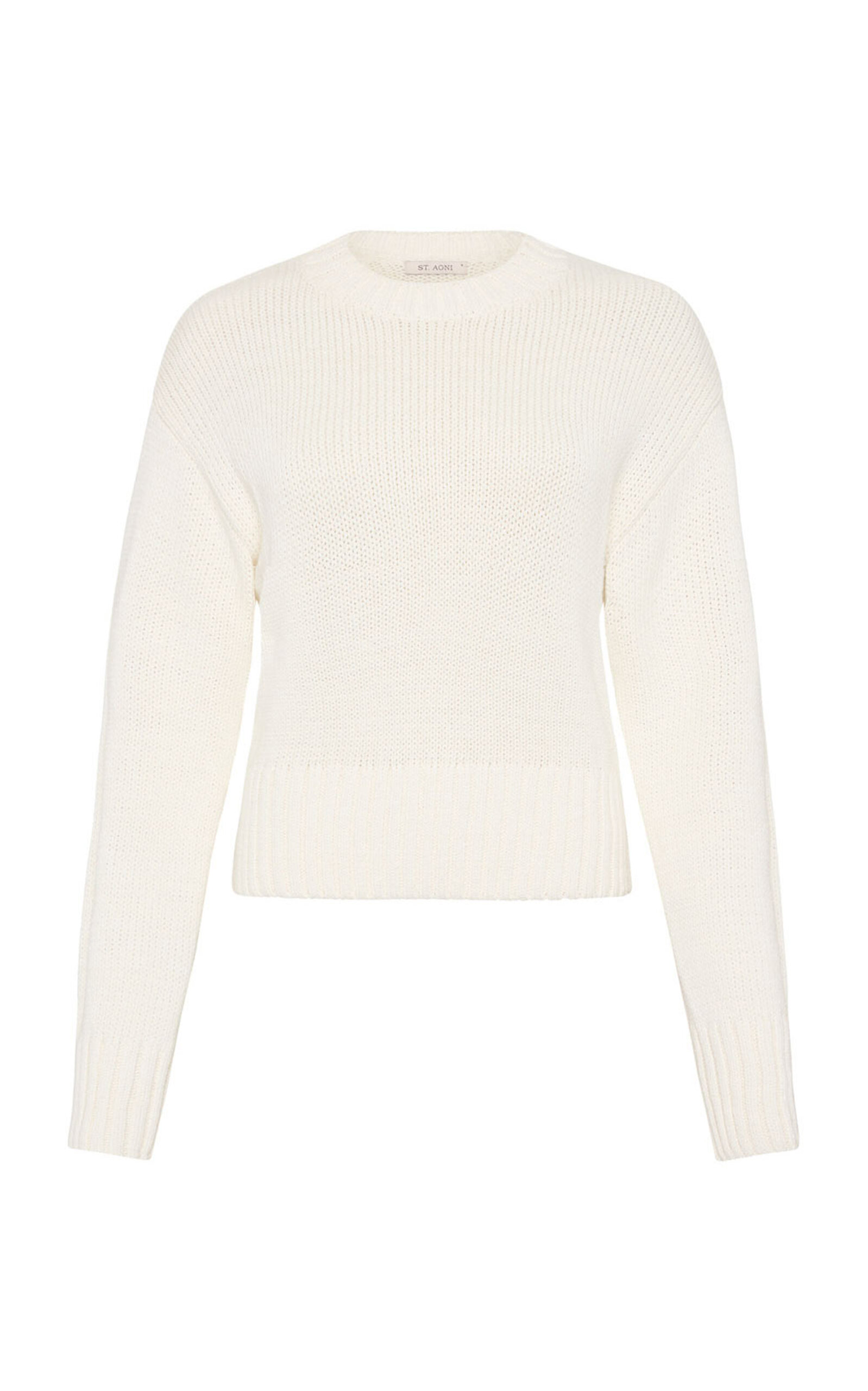 St Agni Ribbed-trim Cotton-blend Sweater In Ivory