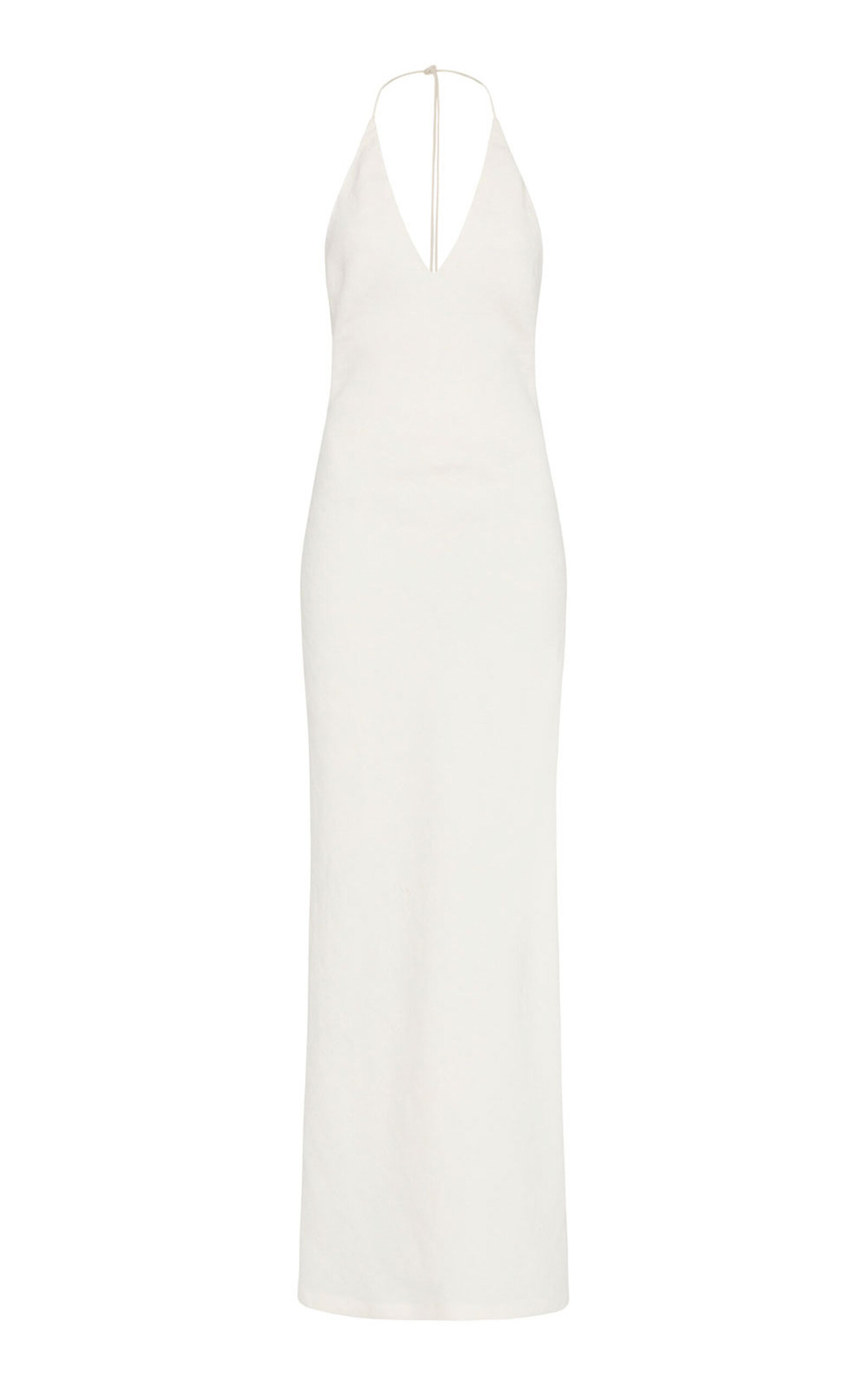 St Agni Bias-cut Linen Halter Dress In Ivory