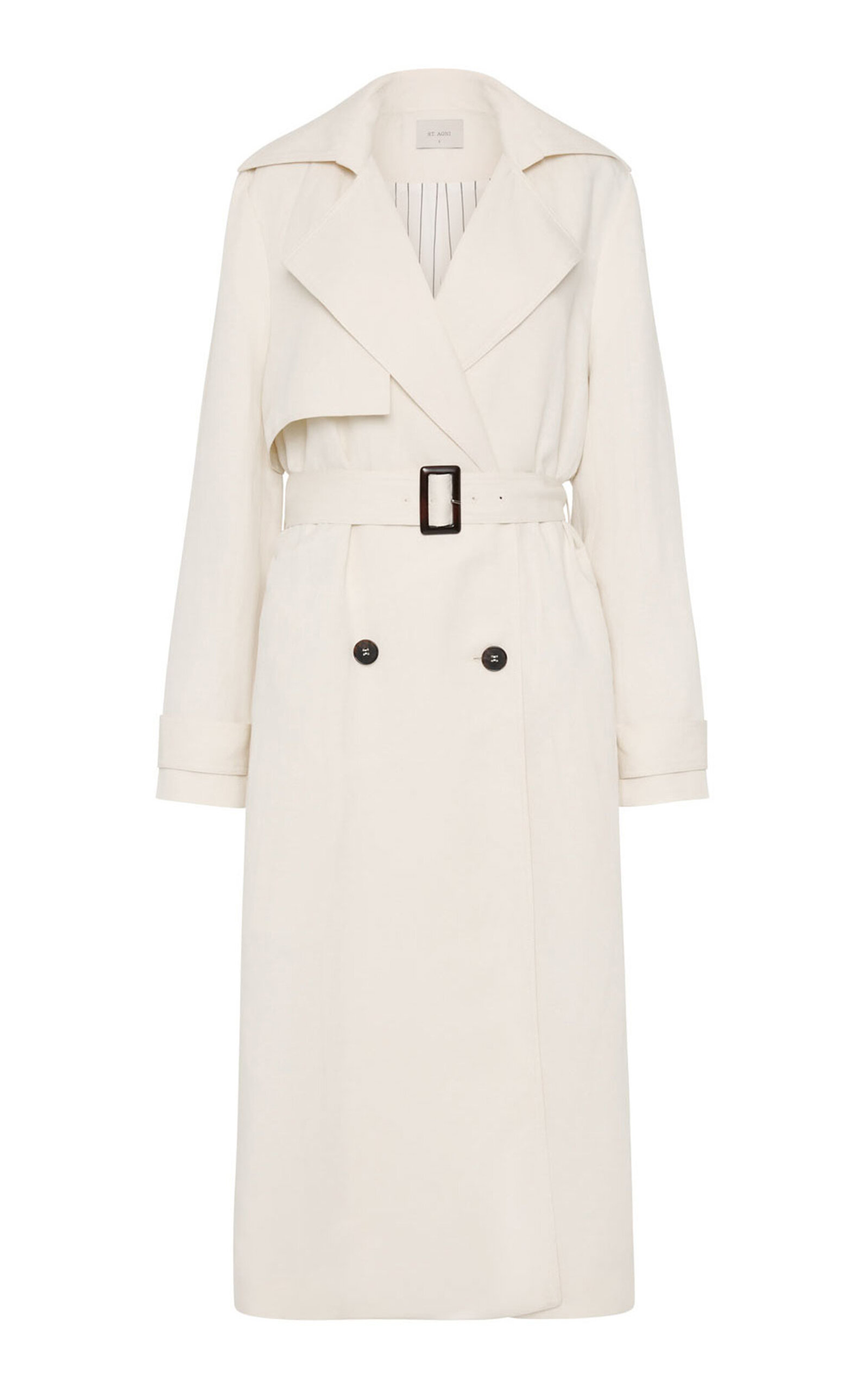 St Agni Relaxed Tencel-linen Trench Coat In Off-white