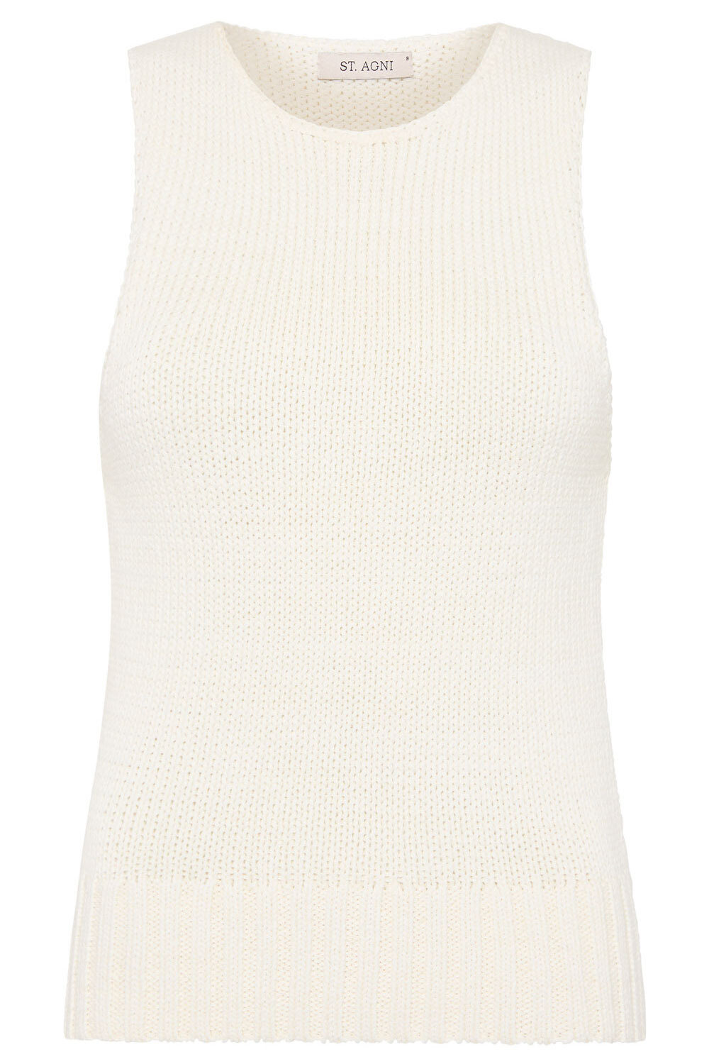 St Agni Ribbed-trim Cotton-blend Knit Tank Top In Ivory