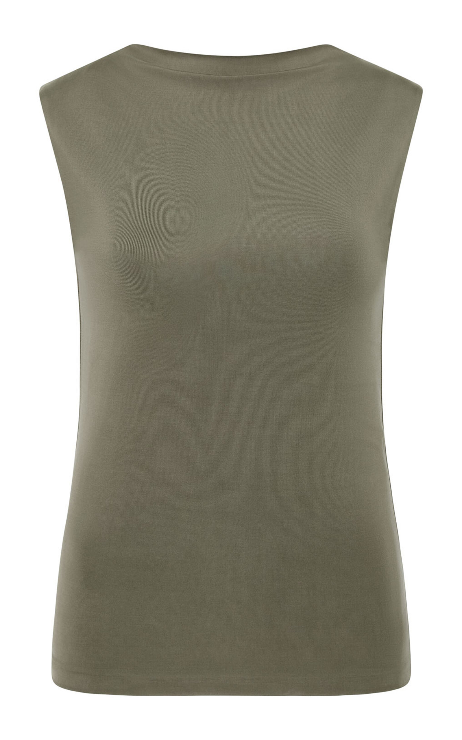 St Agni Sleeveless Cupro Jersey Top In Olive