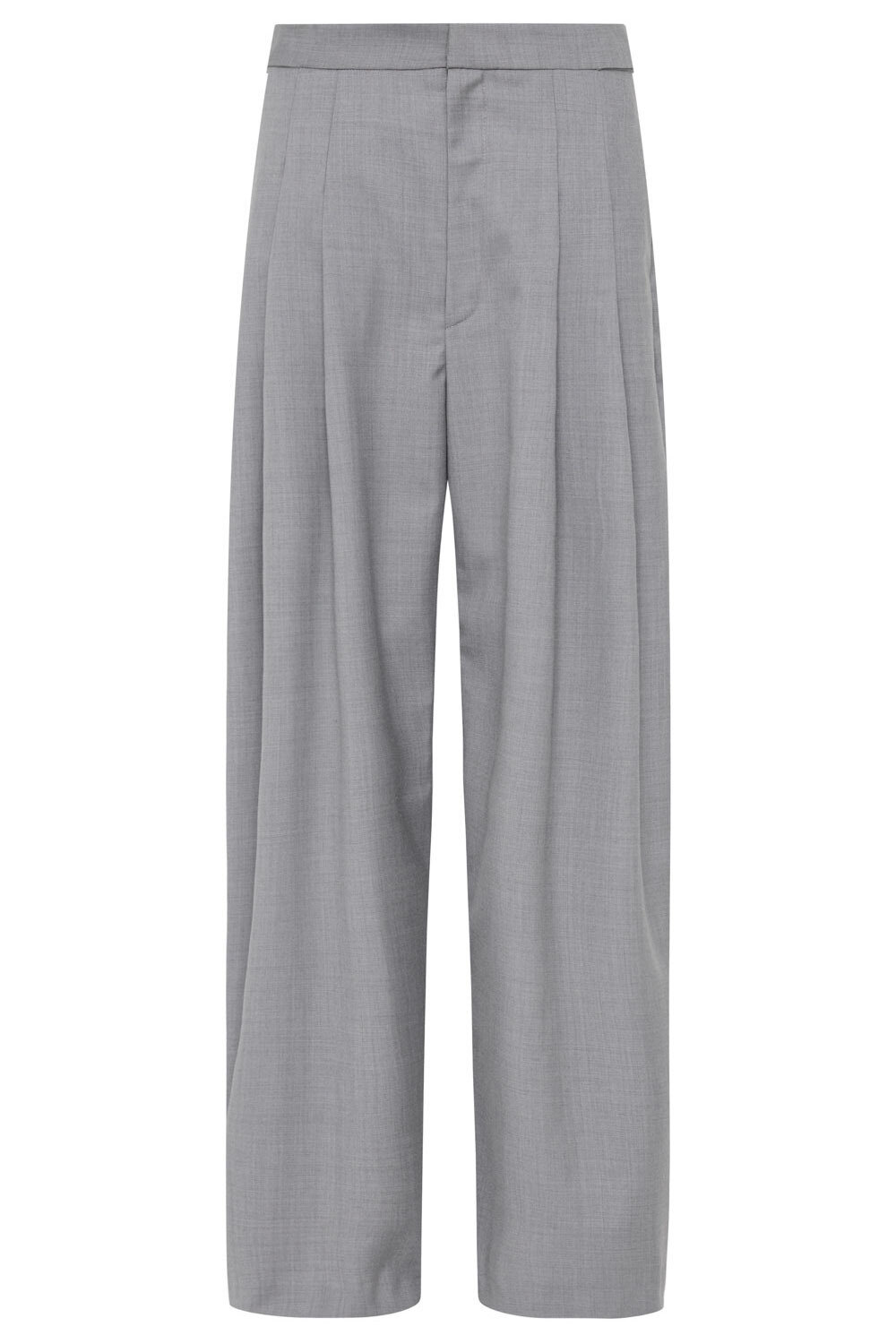 Shop St Agni Adjustable Wool-blend Wide-leg Pants In Grey