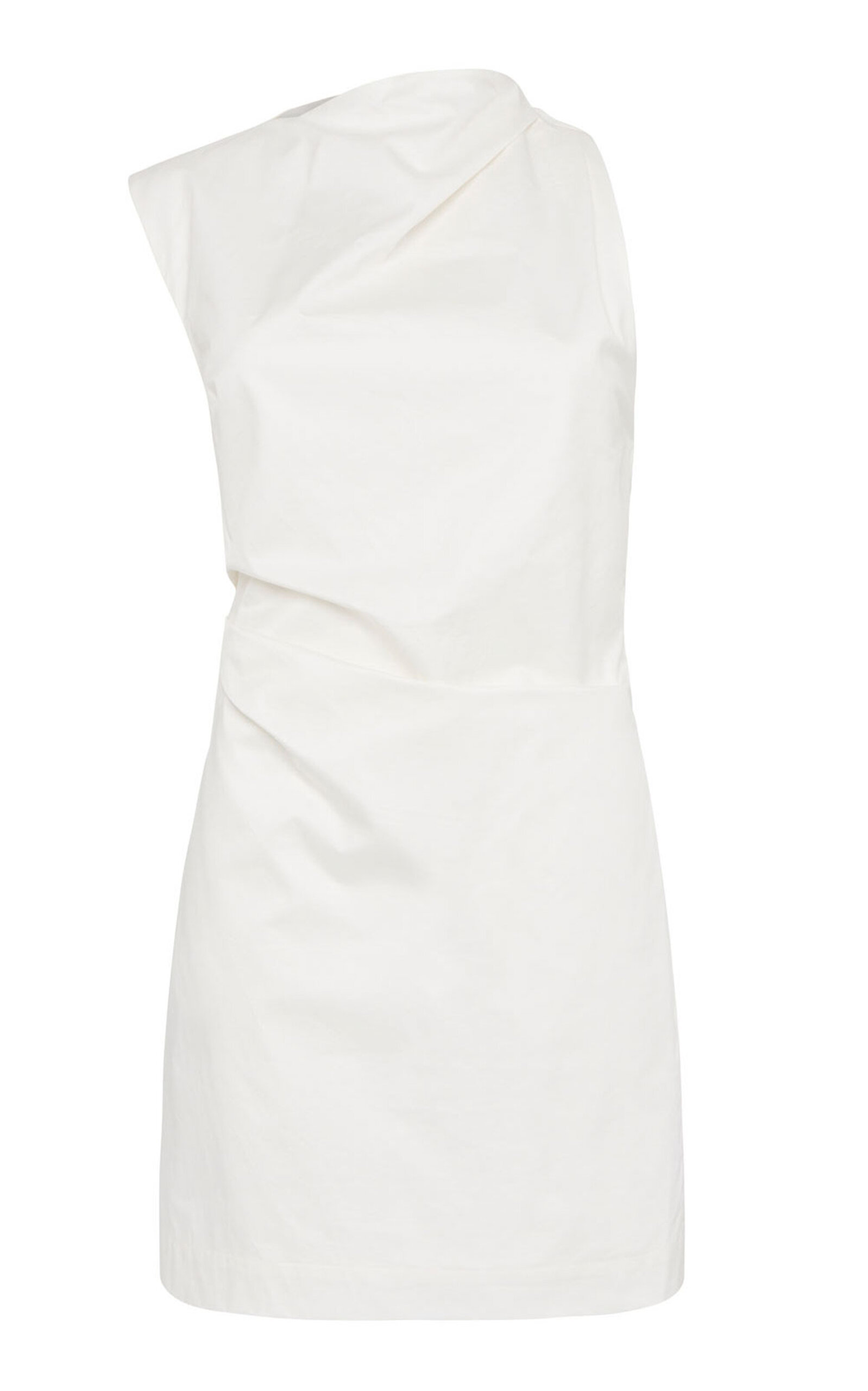St Agni Asymmetric Cotton Mini Dress In White