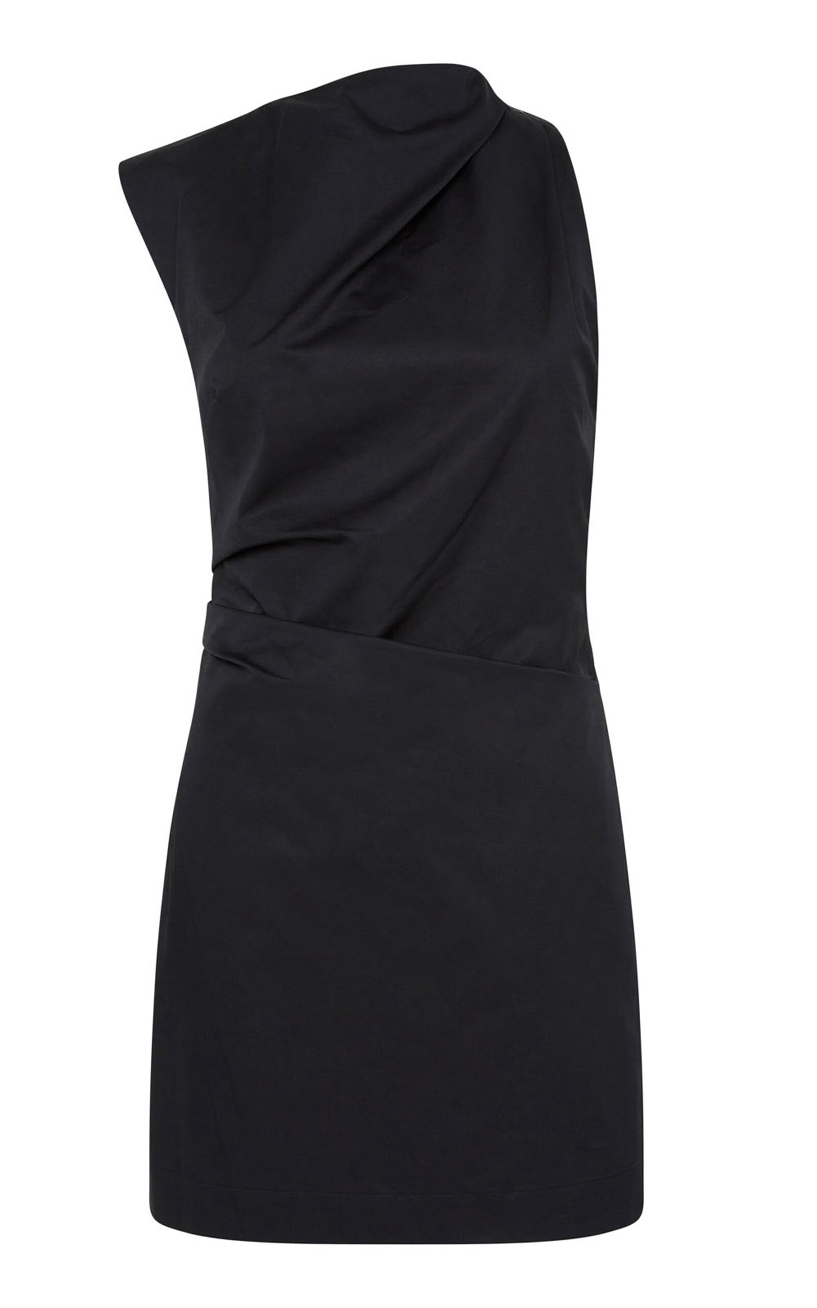 St Agni Asymmetric Cotton Mini Dress In Black