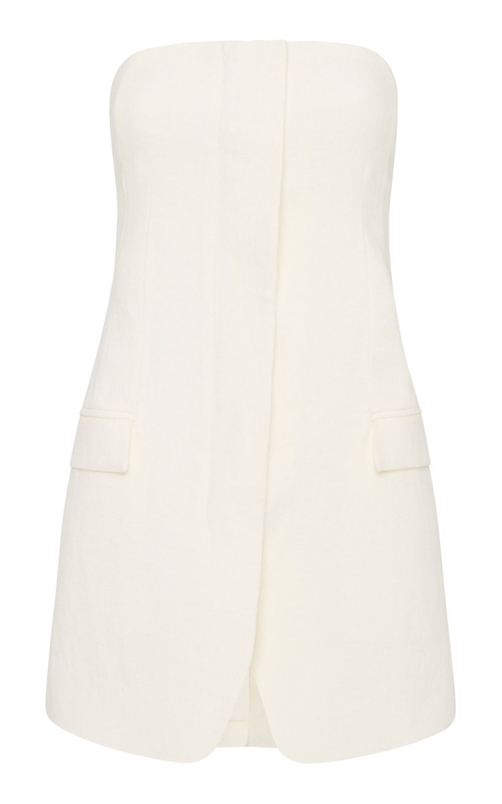 St Agni Tailored Linen Strapless Top In Ivory