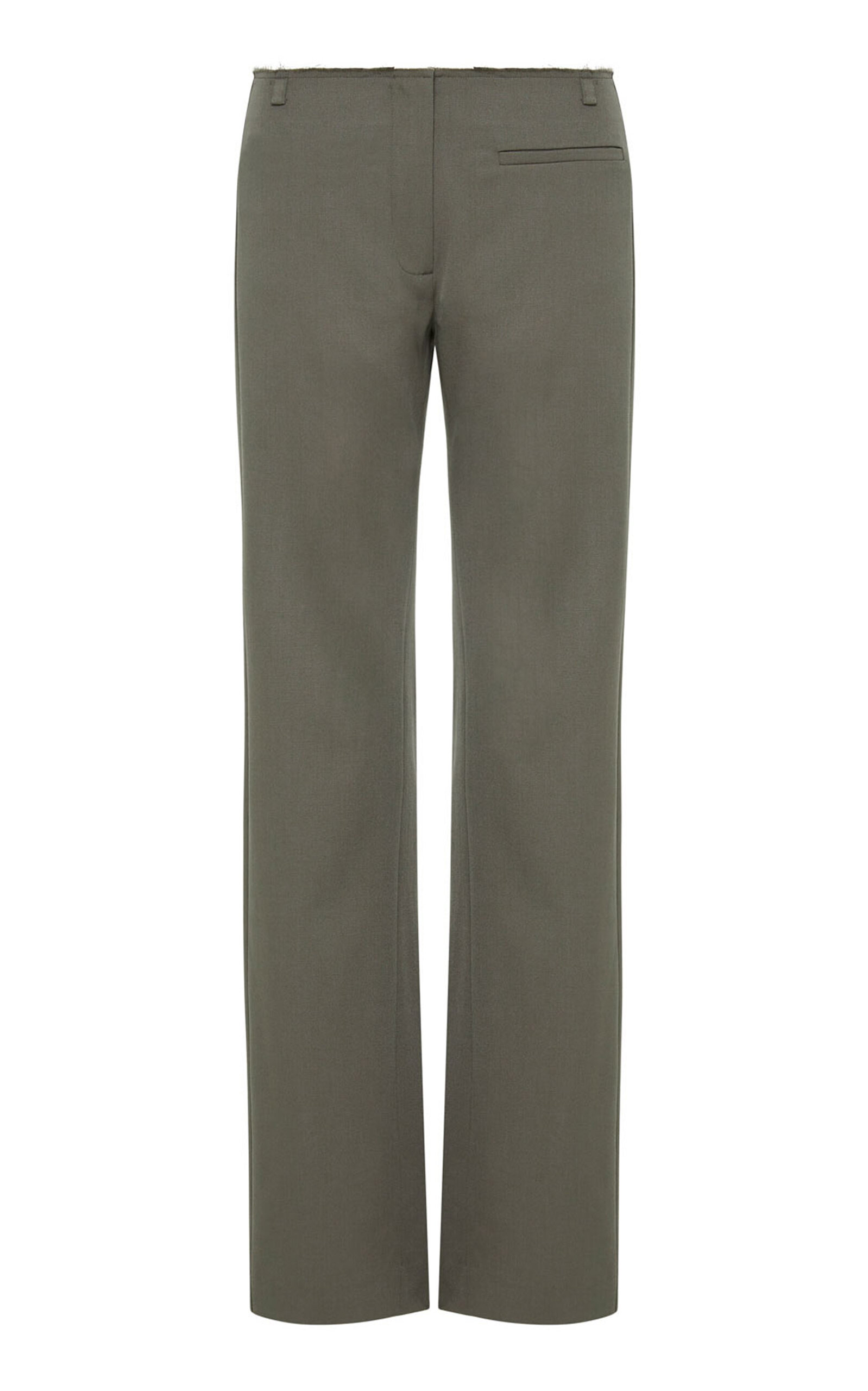 St Agni Raw Edge Stretch-wool Trousers In Olive