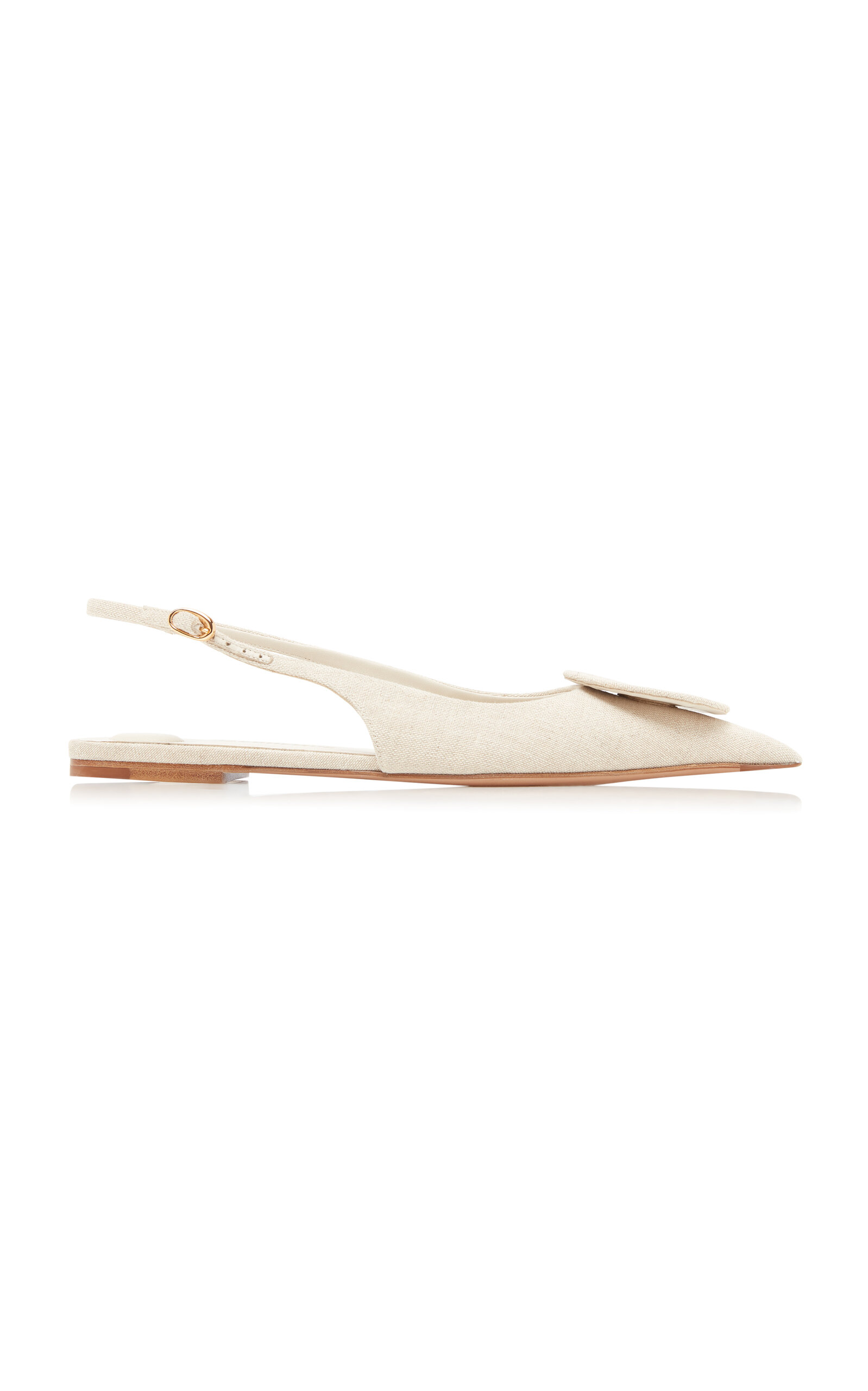 Shop Jacquemus Duelo P Canvas Slingback Flats In Neutral