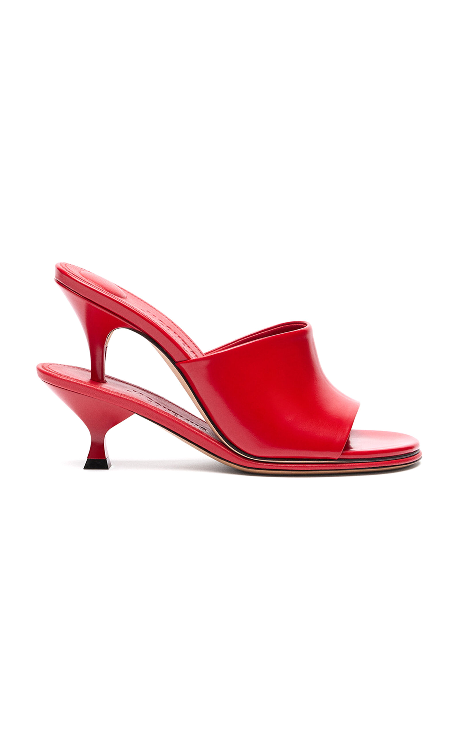 Shop Jacquemus Les Doubles Stacked Patent Leather Mules In Red