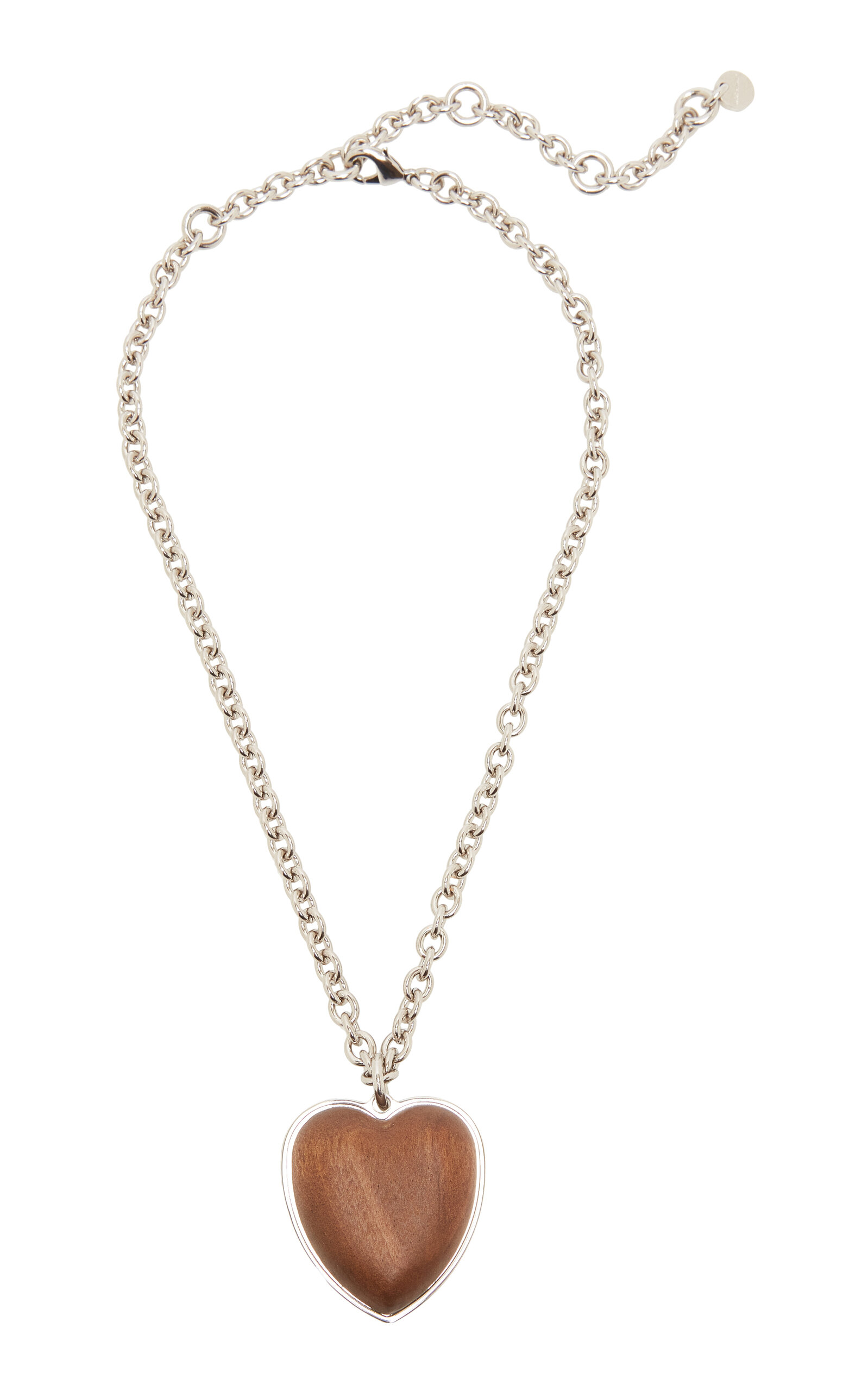 Silver-Tone Wood Heart Necklace