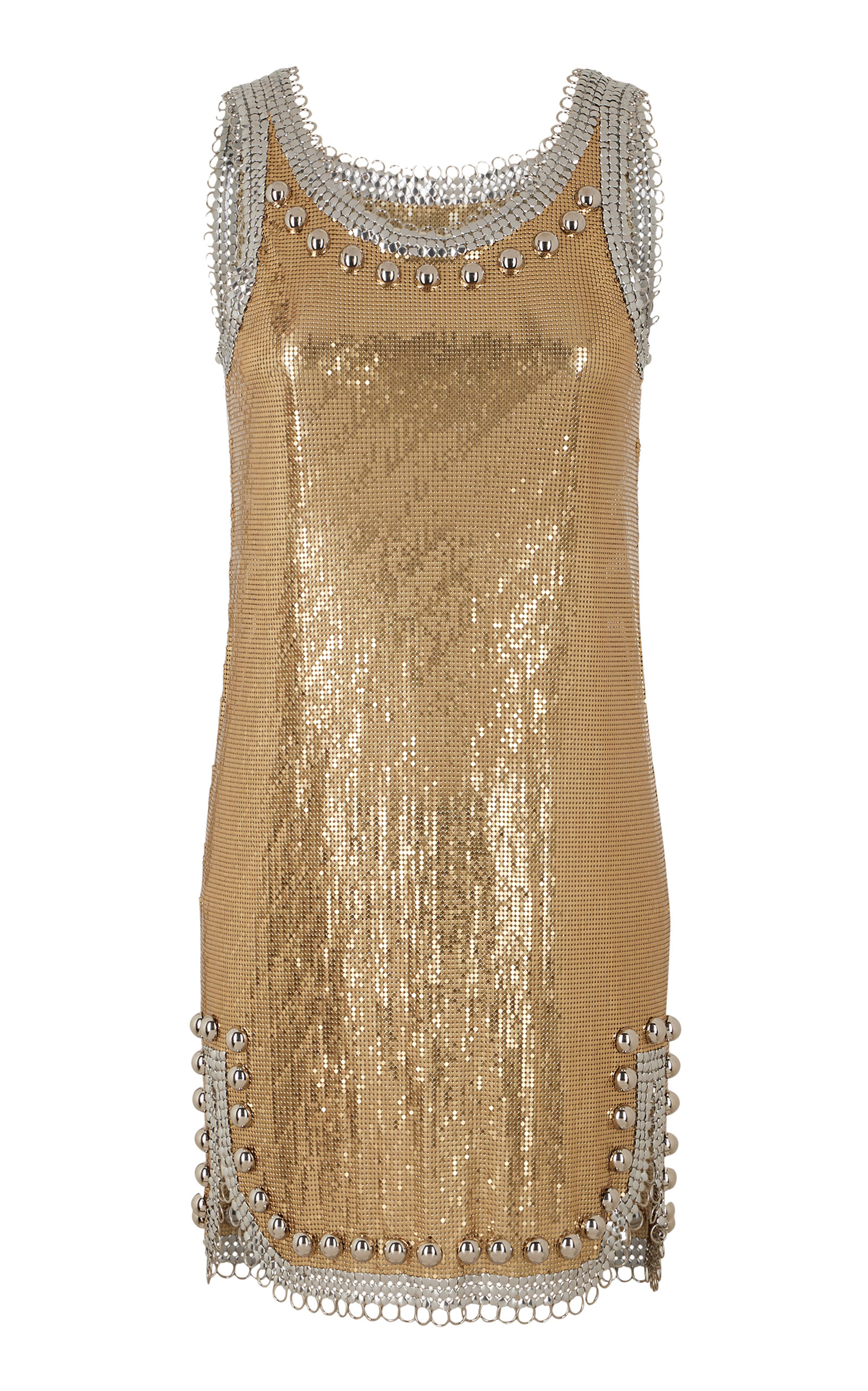 Rabanne Metallic Aluminum Mini Dress In Gold