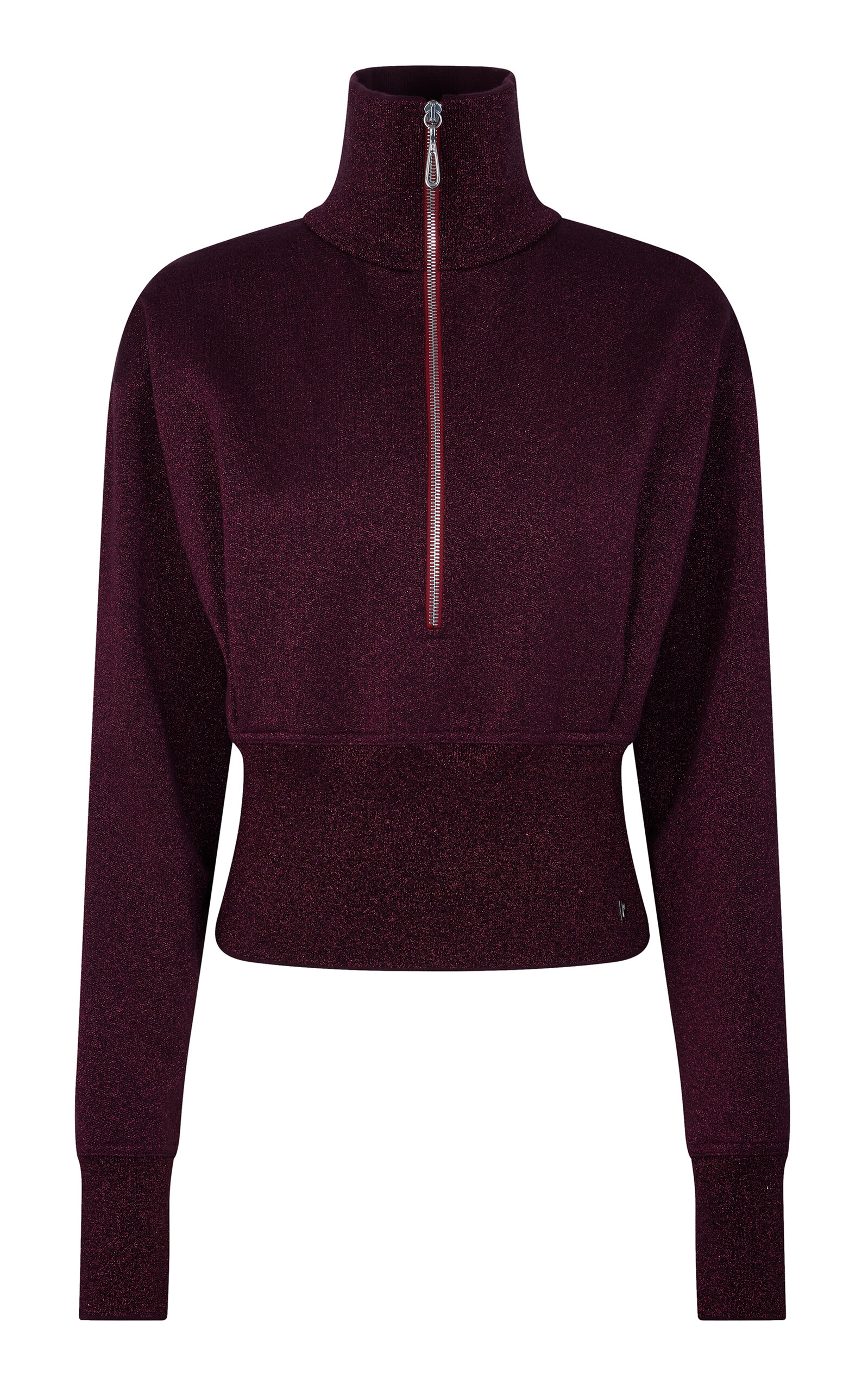 Rabanne Zip-front Cotton-blend Sweatshirt In Burgundy