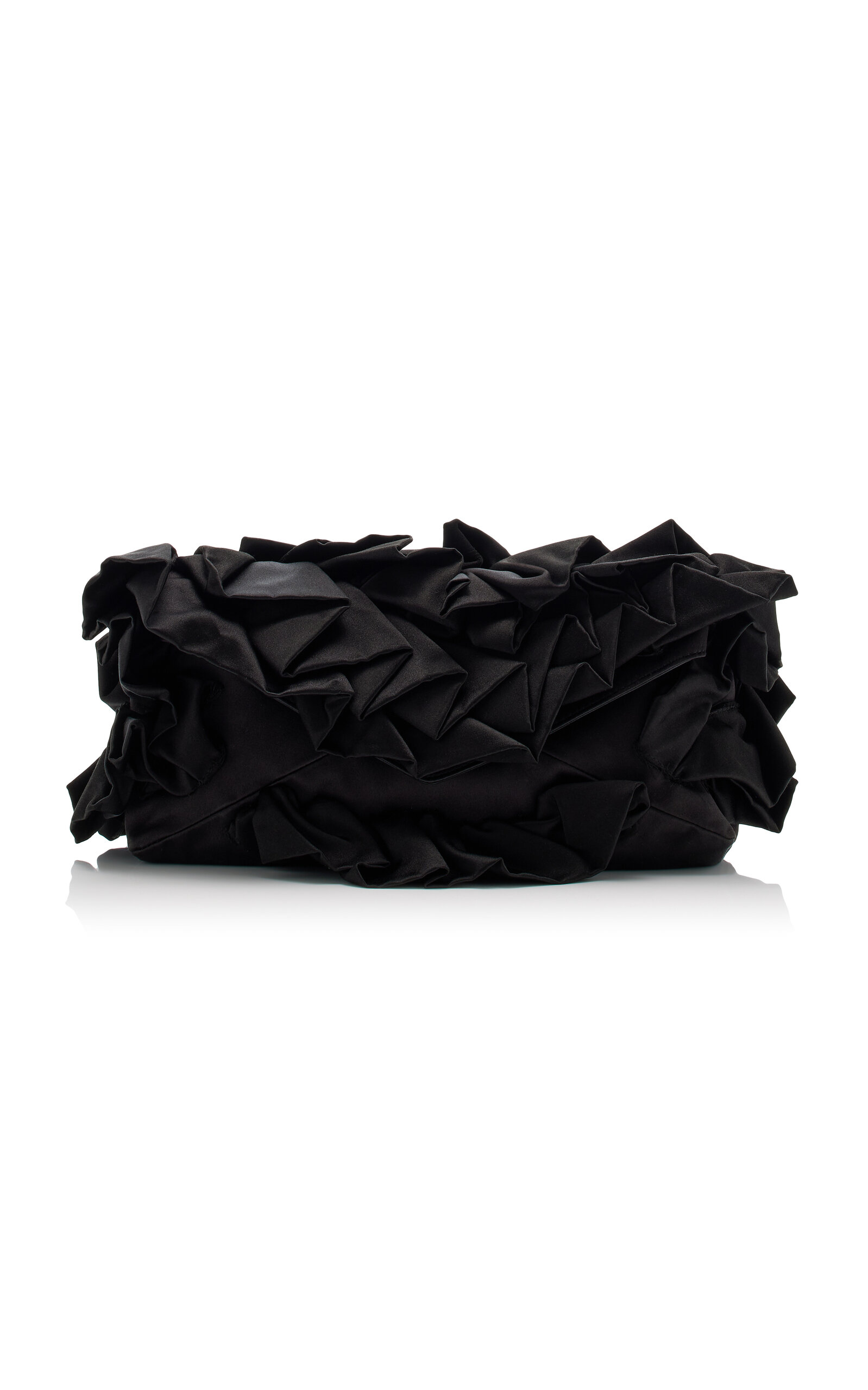 Ruffled Satin Envelope Clutch